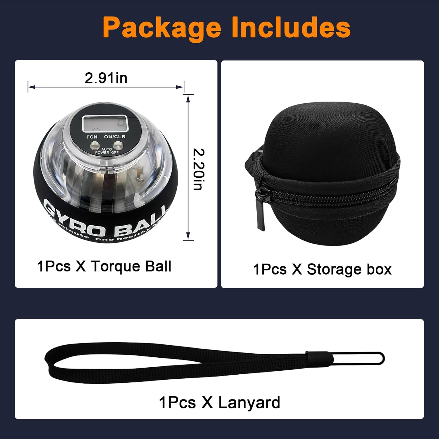 Torque Ball with Counter - Wrist Power Gyro Ball for Forearm Strengthener, Grip Strength Trainer, Hand Strengthening Exerciser, Wrist Trainer Balls with Auto-Start LED Lights