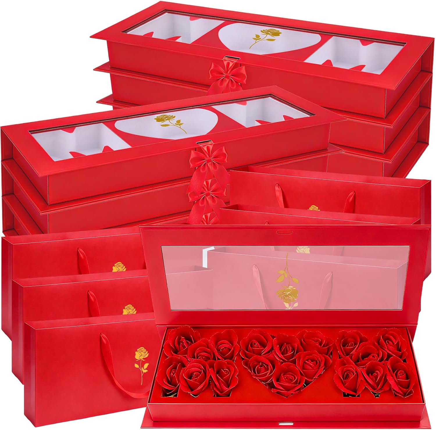 76 Pcs Empty Mom Box, Mothers Day Flower Gift Box Mom Letter-Shaped Thicker Fillable Flowers Boxes with Tote Bags Card Butterfly Decor for Mothers Day Anniversary Birthday (Black)