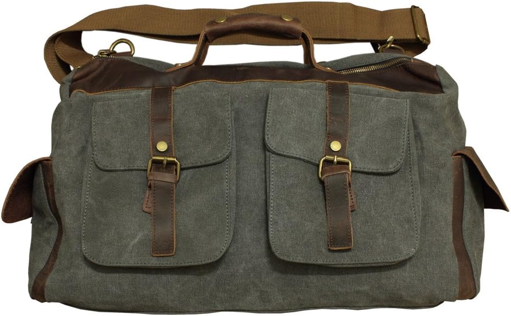 Leather and Canvas Luggage Gym Bag Carry-on Duffel