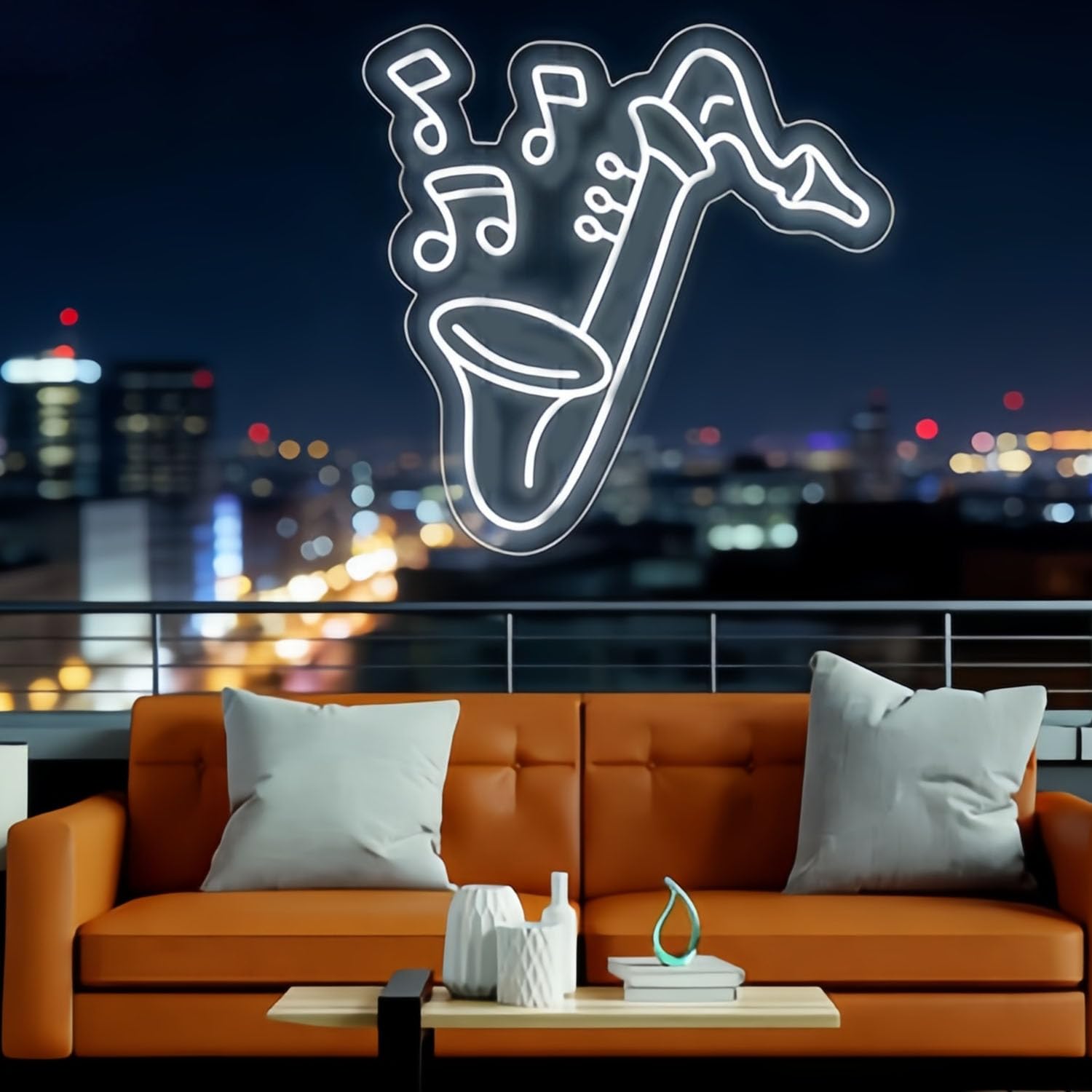 Neonowy znak saksofonu, muzyka jazz, neonowe znaki LED, do pokoju nagraniowego, pokazu na żywo, baru, jaskini, klubu, na imprezę