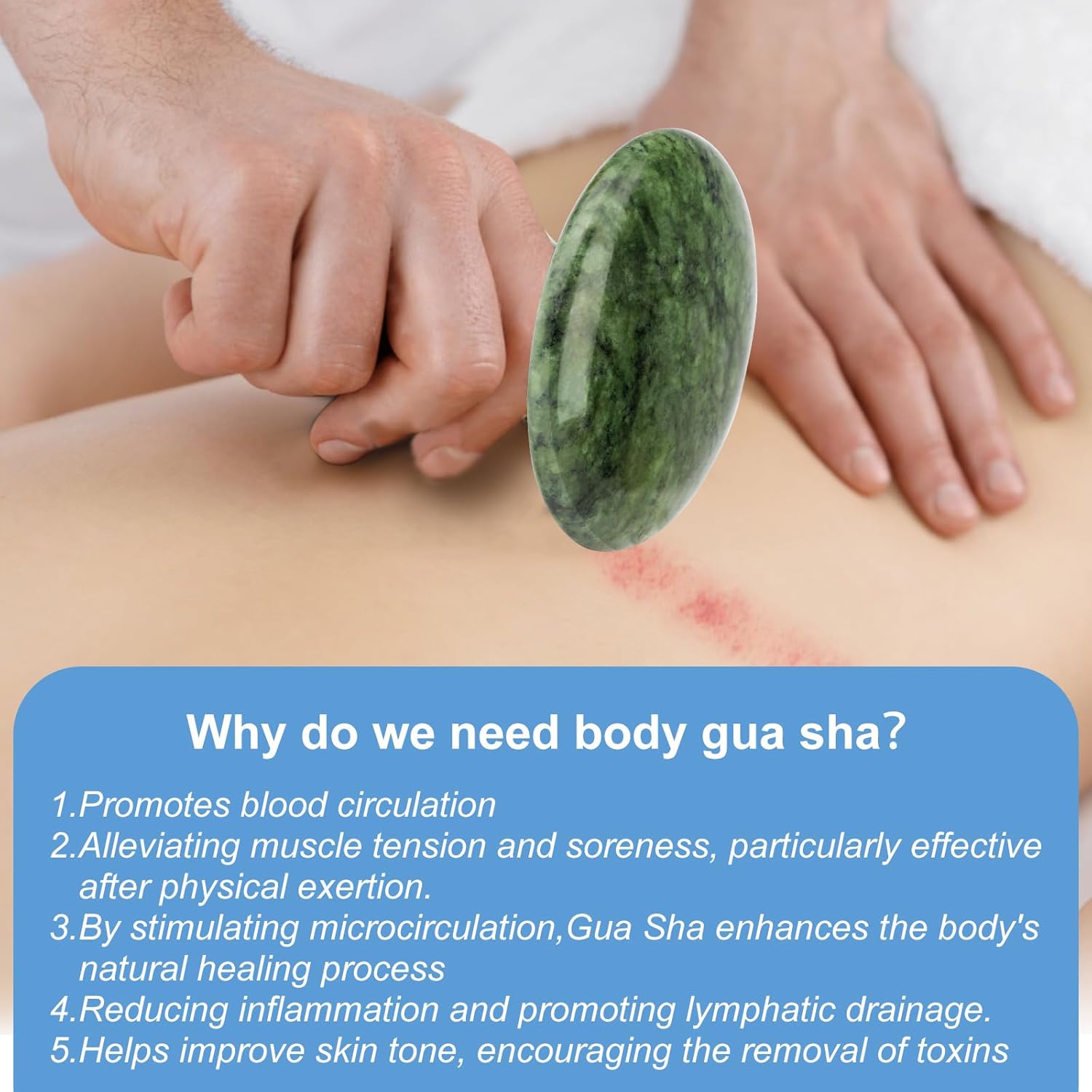 gemshan Massage Stone, 3.5inch Natural Hot Rocks, Body Gua Sha Massage Tool for Cellulite Massage, Lymphatic Drainage, Relieve Tension and Muscle Pain - Image 7
