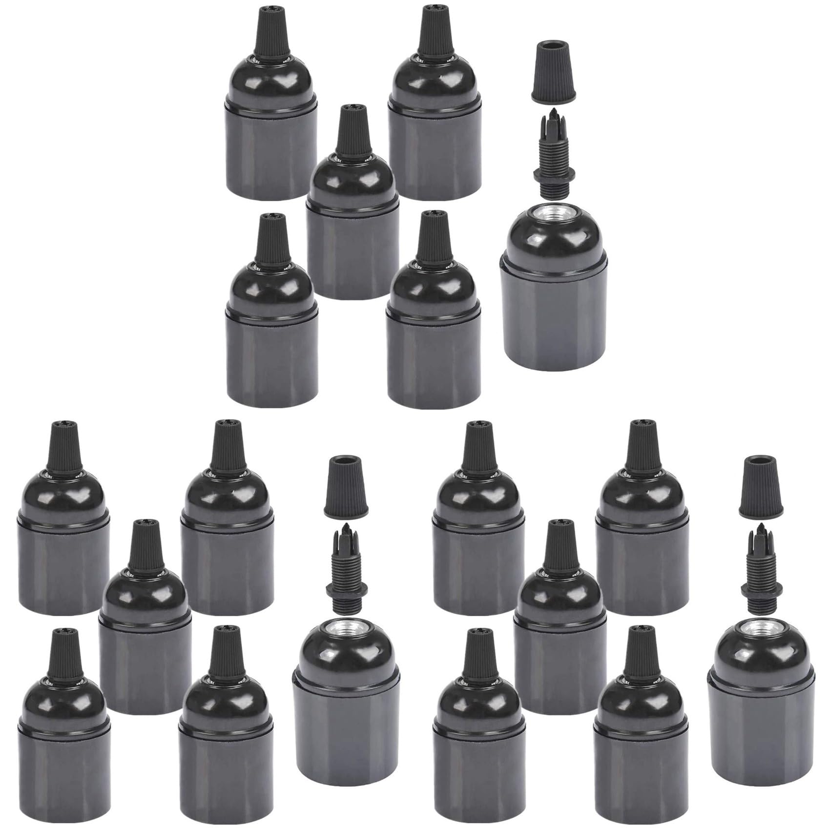 Hndhbfgrt 18-Pack Bakelite Lamp Holder E26/ E27 Light Socket Vintage Bulb Socket ES Lampholder for Ceiling/Pendent/Floor