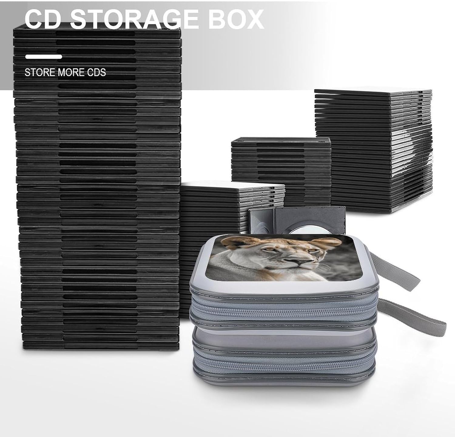 Lioness with Blue Green Eyes CD Case CD Storage Box DVD Sleeves