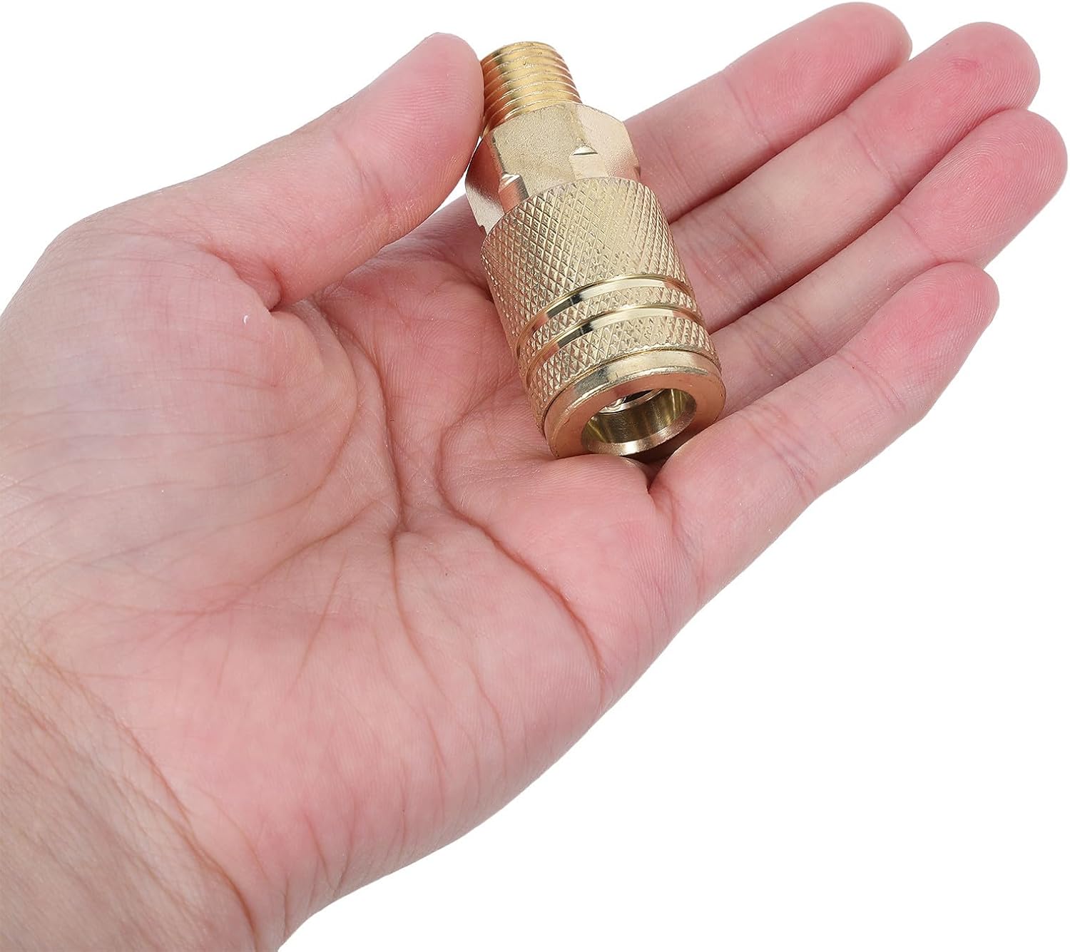 Cabilock 12pcs /4 Npt Tapered Thread Quick Connect Coupler, Cast Steel Air Compressor Hose Fitting with Male Thread and Female Plug-in End, Smooth Gas Flow for Garage and Equipment