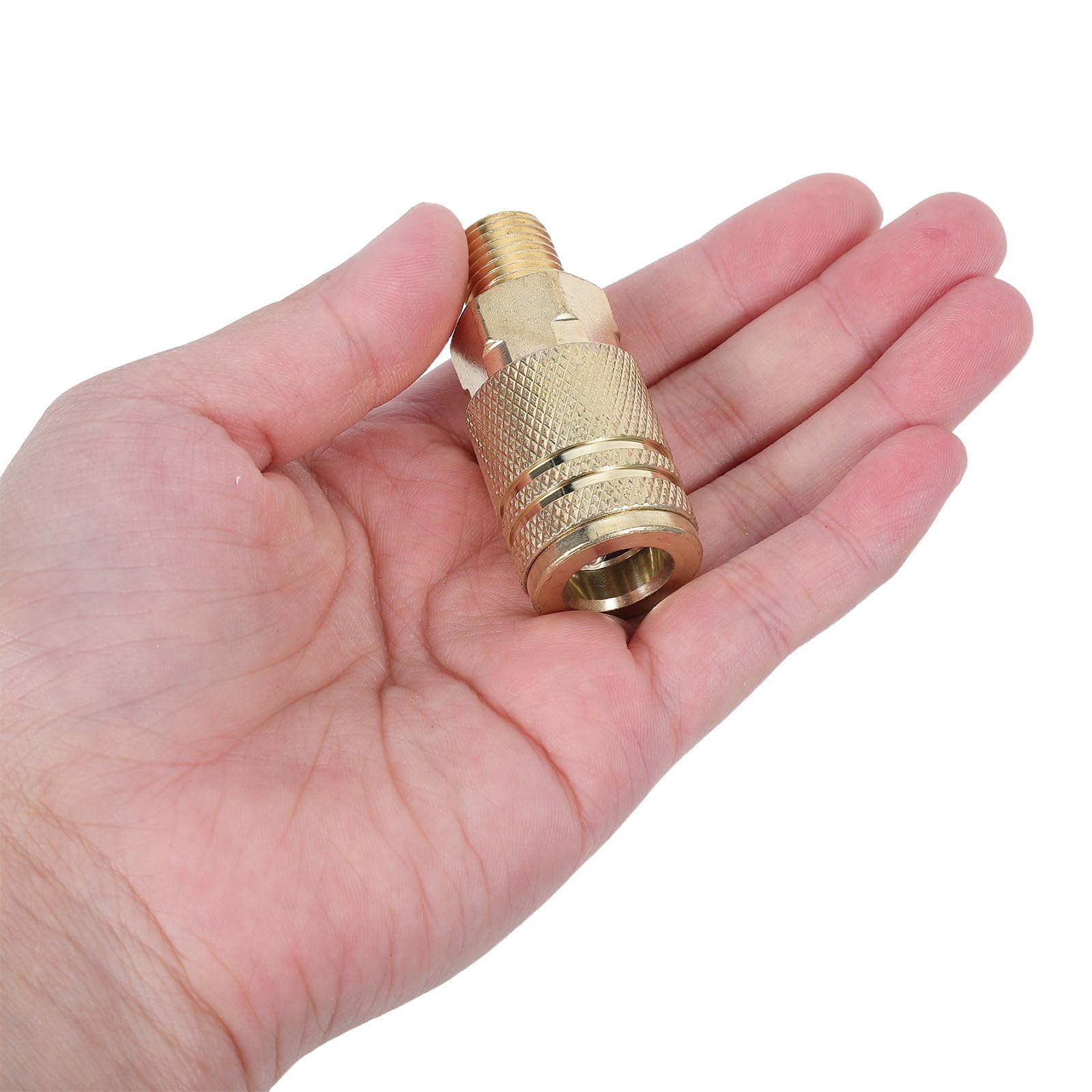 12 Piezas Conector Rápido Neumático 1/4npt con Rosca Cónica Dorado