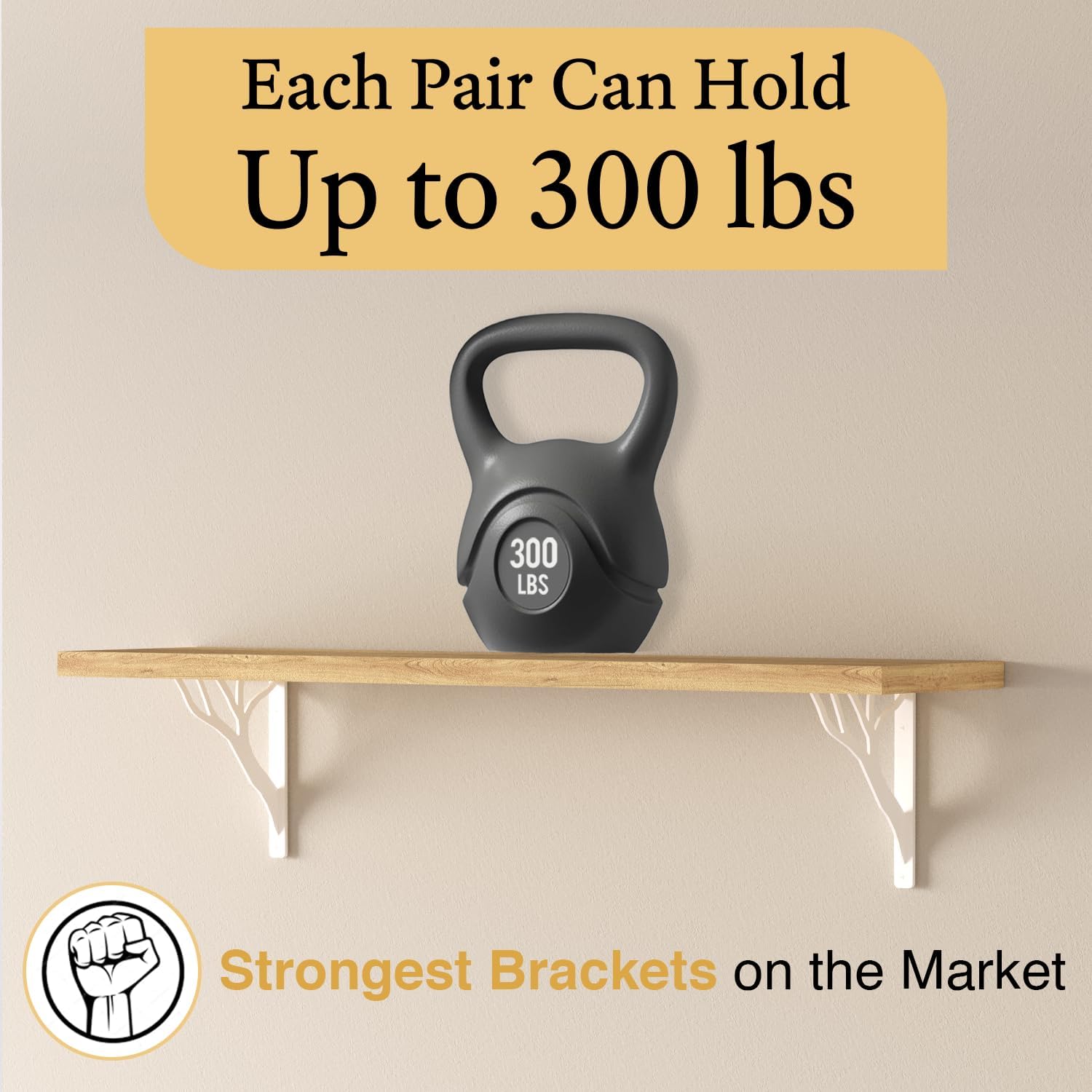 Rustic Tree White Heavy Duty Shelf Brackets 10 inch by Balin Designs, Decorative L Brackets, Iron Metal Floating Shelf Bracket, Wall Mount Shelving Bracket, Included Hardware, Set of 4