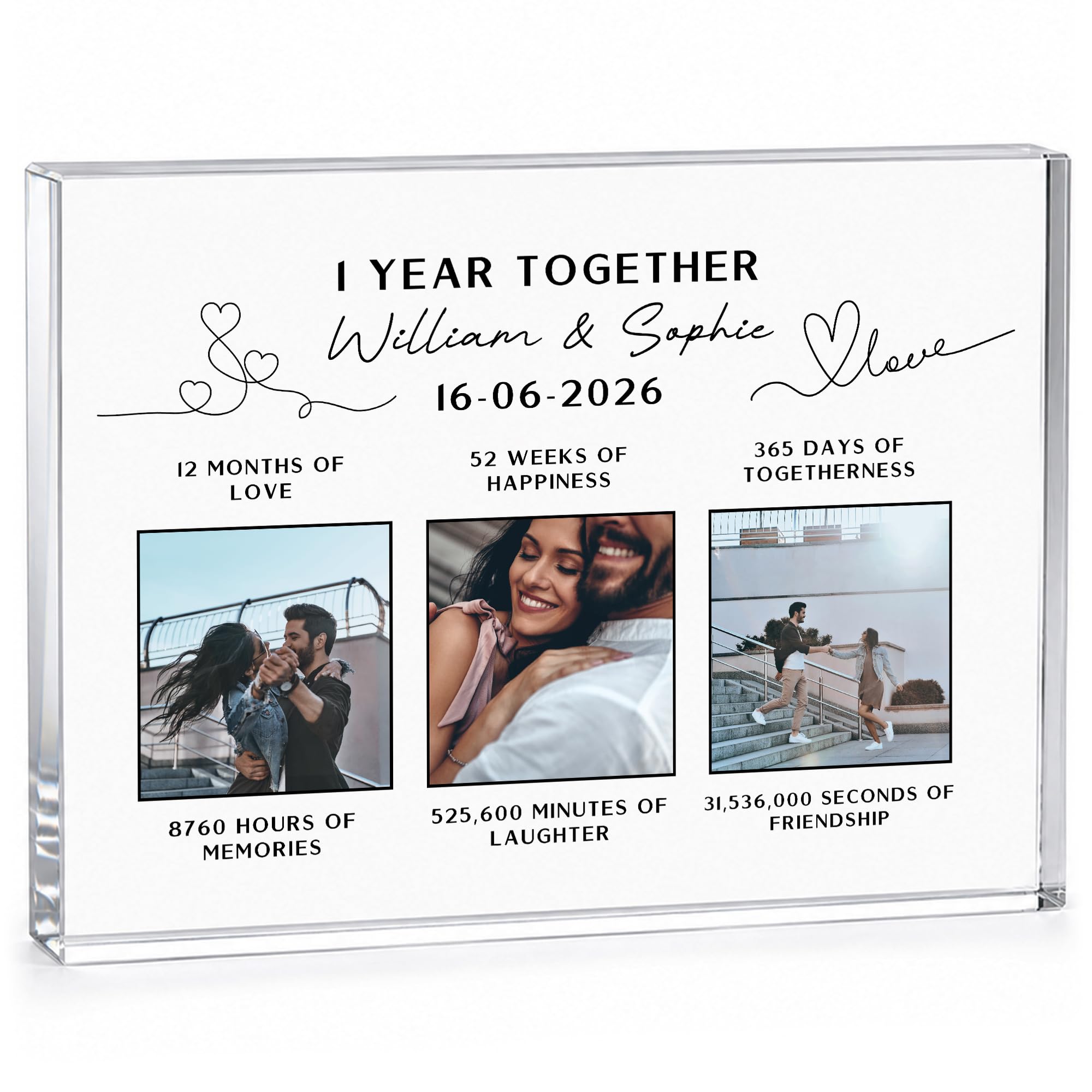 Red Ocean Personalised Gift For 1st Anniversary Acrylic Photo Plaque Keepsake for Boyfriend Girlfriend Couple