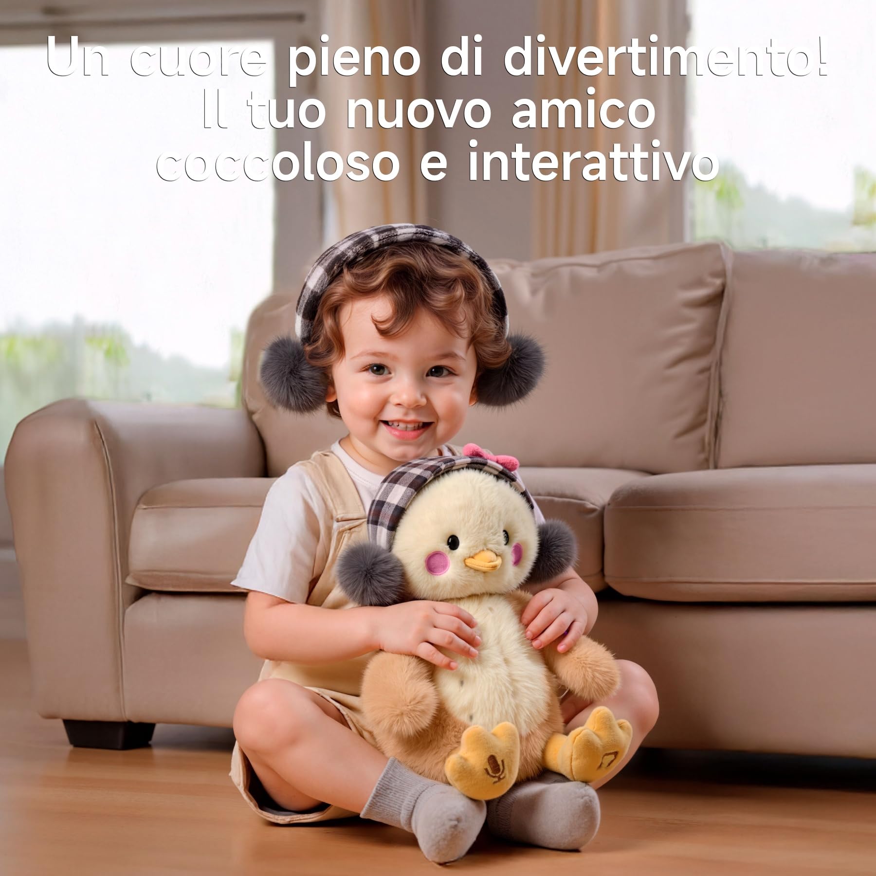 TUMAMA KIDS Giocattoli Pulcino Che Balla e Ripete, Peluche Interattivo Pollo Parlante Paperella, Elettronico Giocattolo Coccoloso, Copia Parlano, 6 Musica, Dire Abbracciami & Baciami per 3 4 5 8 Anni