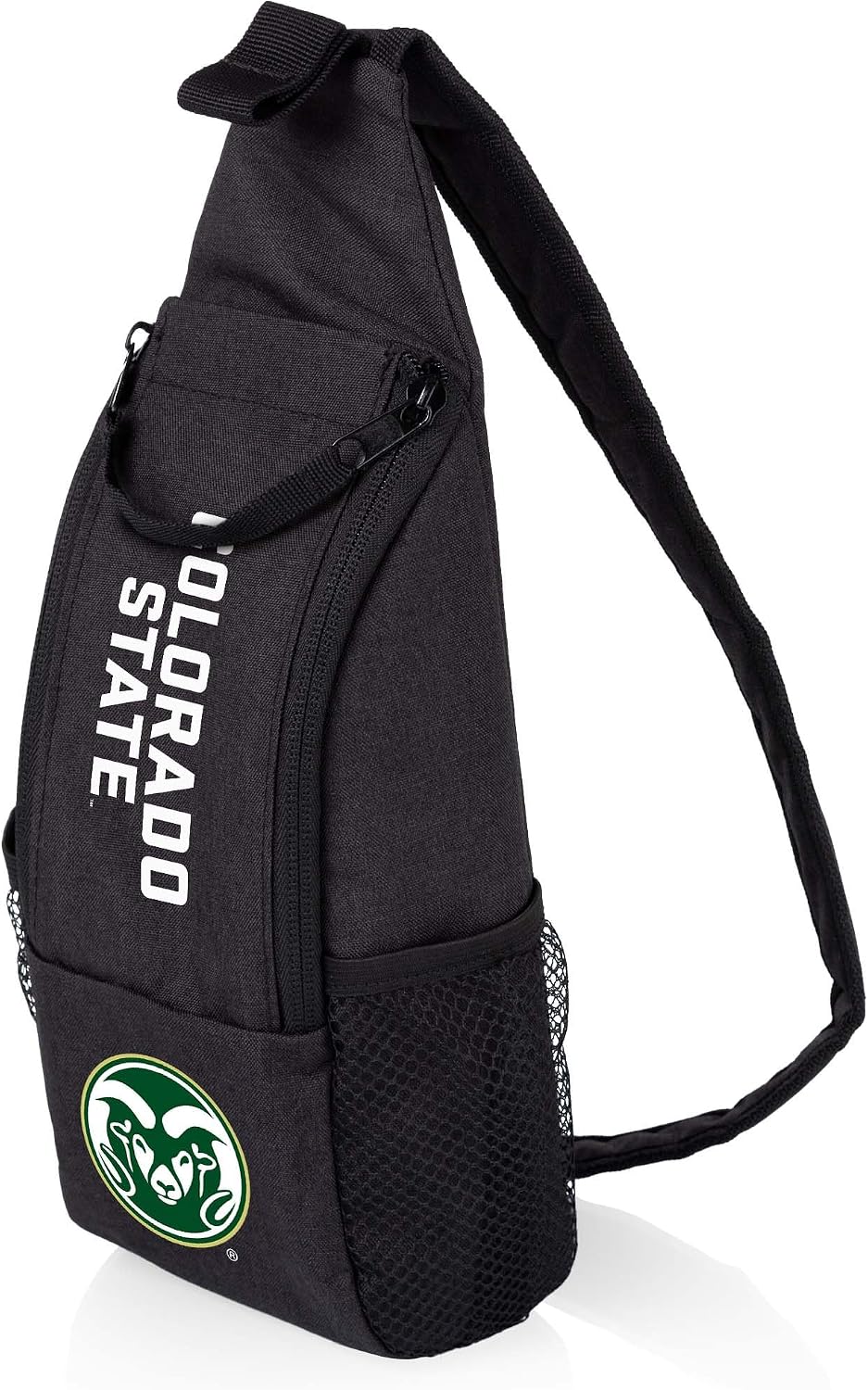 PICNIC TIME NCAA Colorado State Rams Strider Crossbody Cooler Sling Bag, Insulated Hiking Fanny Pack, Multi Functional Travel Beverage Tote, Chest Daypack, Small 3 Can Drink Carrier, (Black)