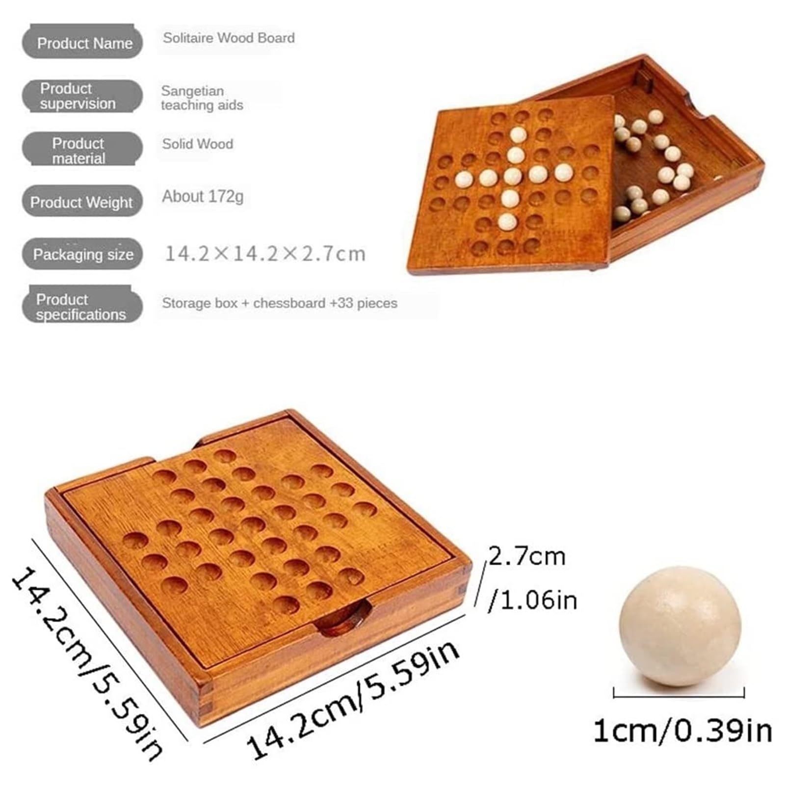 Schach Set Klassische Holzspiele for Reisen, Einzelspieler-Spiel, Kinderpuzzle, Indoor-Partyspiel Schachbrett