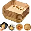 200PCS Air Fryer Liners Disposable, 8 Inch Square Air Fryer Parchment Paper Liners for 2-5QT Air fryer,Non-Stick Waterproof Airfryer Paper Liner