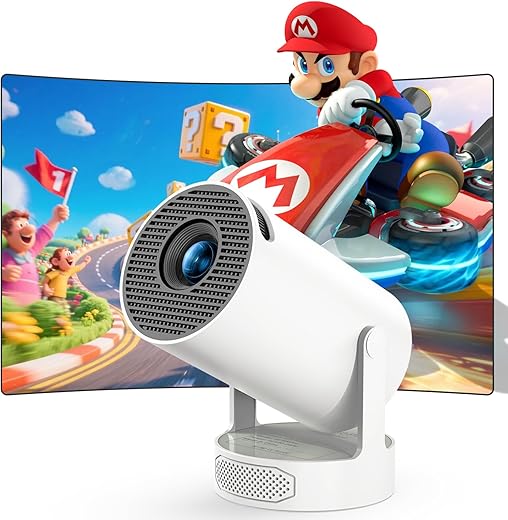 Mini Projector 1080P with 4K Support, 300 ANSI Lumens, Smart Portable Video Projector for Bedroom with WiFi 6 and Bluetooth 5.0, Auto Keystone, 180° Rotatable Design for Home Theater