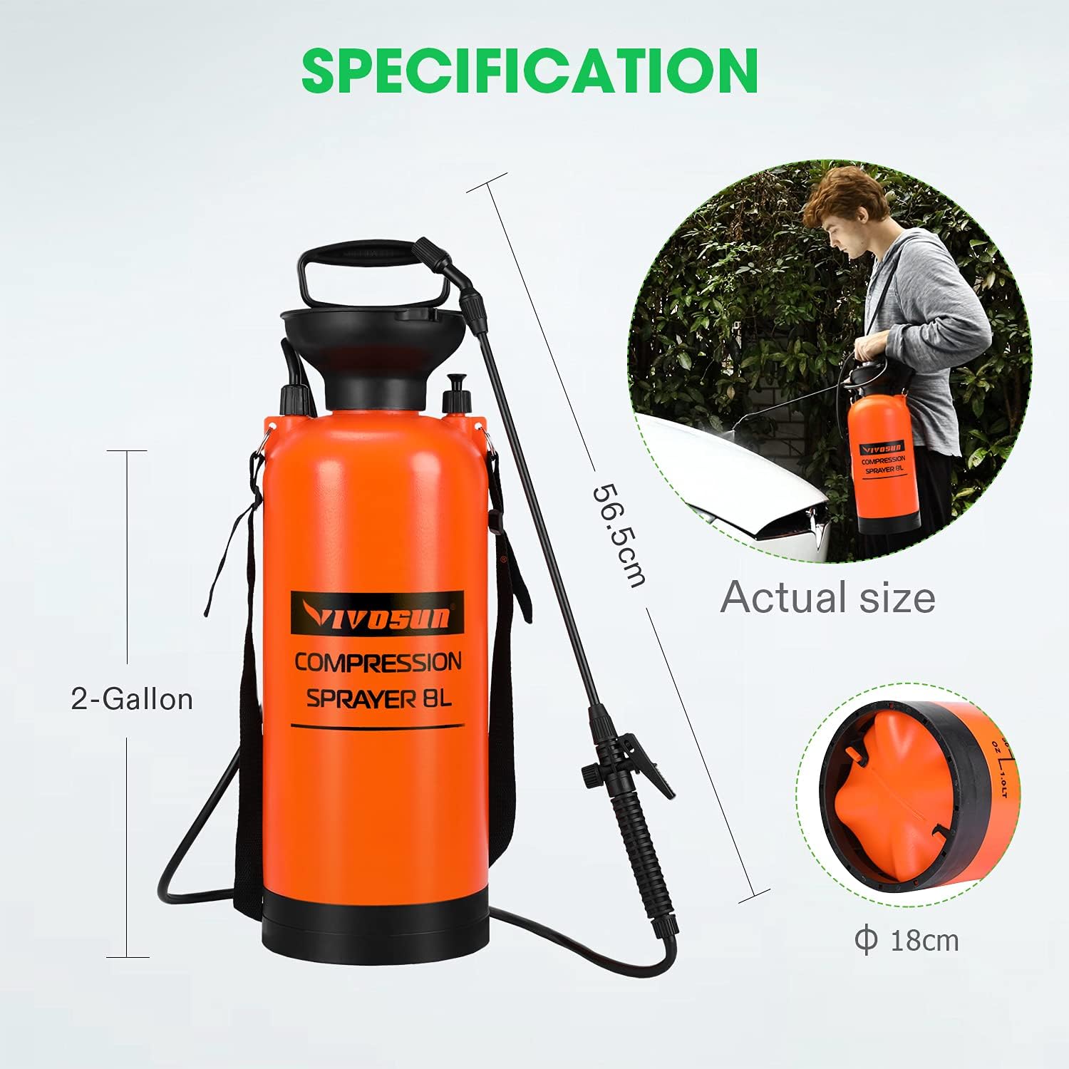 VIVOSUN 2.0 Gallon Lawn and Garden Pump Pressure Sprayer with Pressure Relief Valve, Adjustable Shoulder Strap : Everything Else