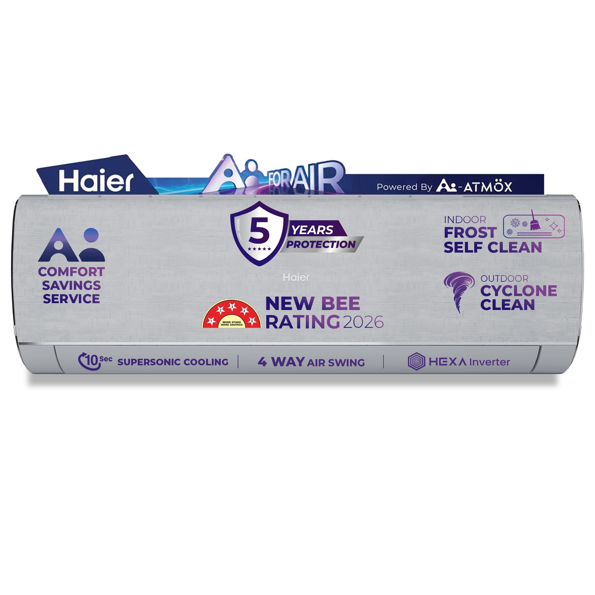 Haier Gravity AI 1.5 Ton 5 Star,New star rated,Wi-Fi HEXA Inverter Split AC (AI Cooling, Energy Saving & Self-Clean, 7in1 Convertible, Copper, 4-way, Cools in 10 Sec at 60°C, Grey)-HSA19GHD-SAI5NB-I-picture-25