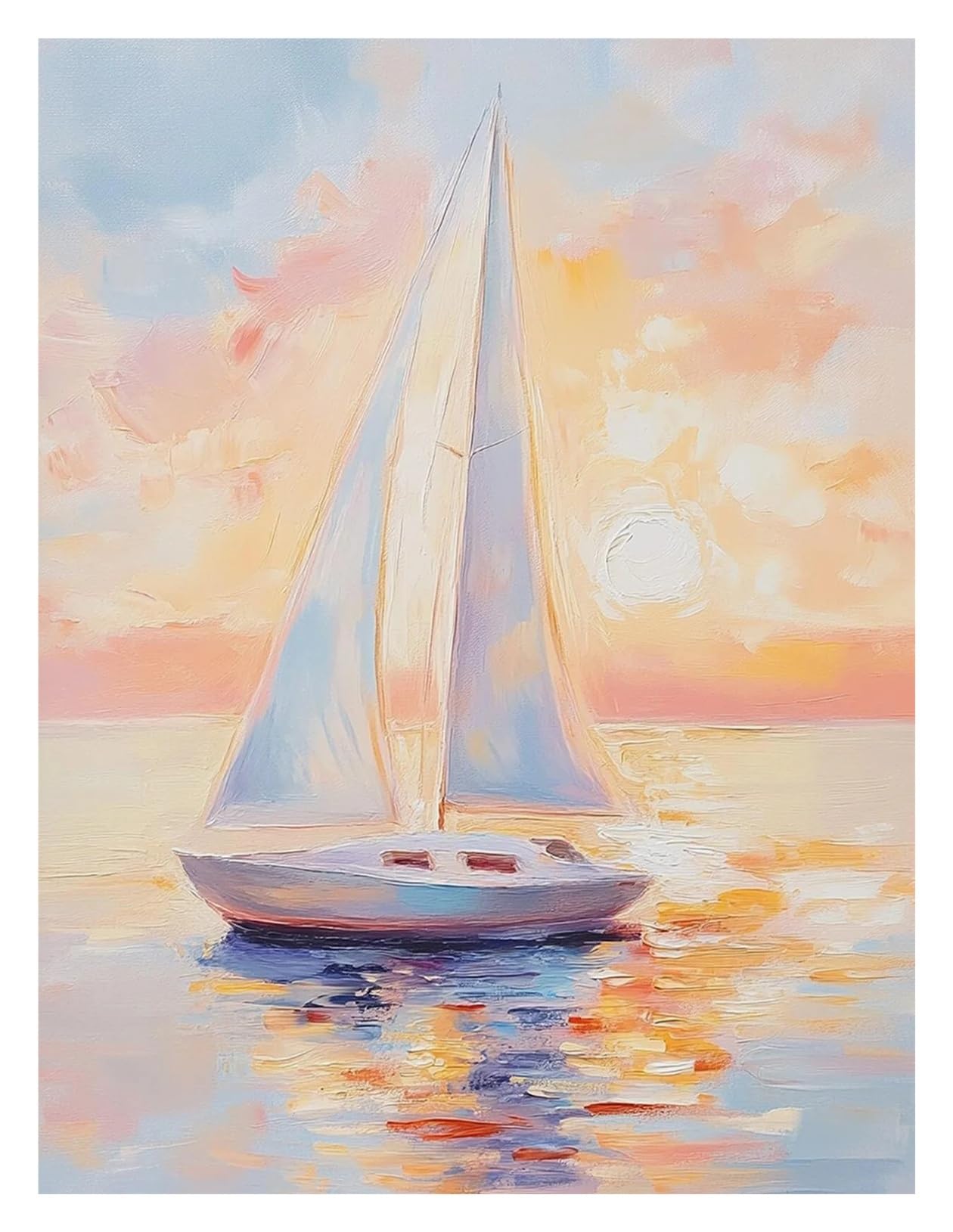 XENITE Wall Art Canvas Prints Classic Oil Painting Seaside Sea Sailboat Sky Scenery Poster Canvas Art Painting Printing Home Room Wall Pictures Decor(A,40X50cm)