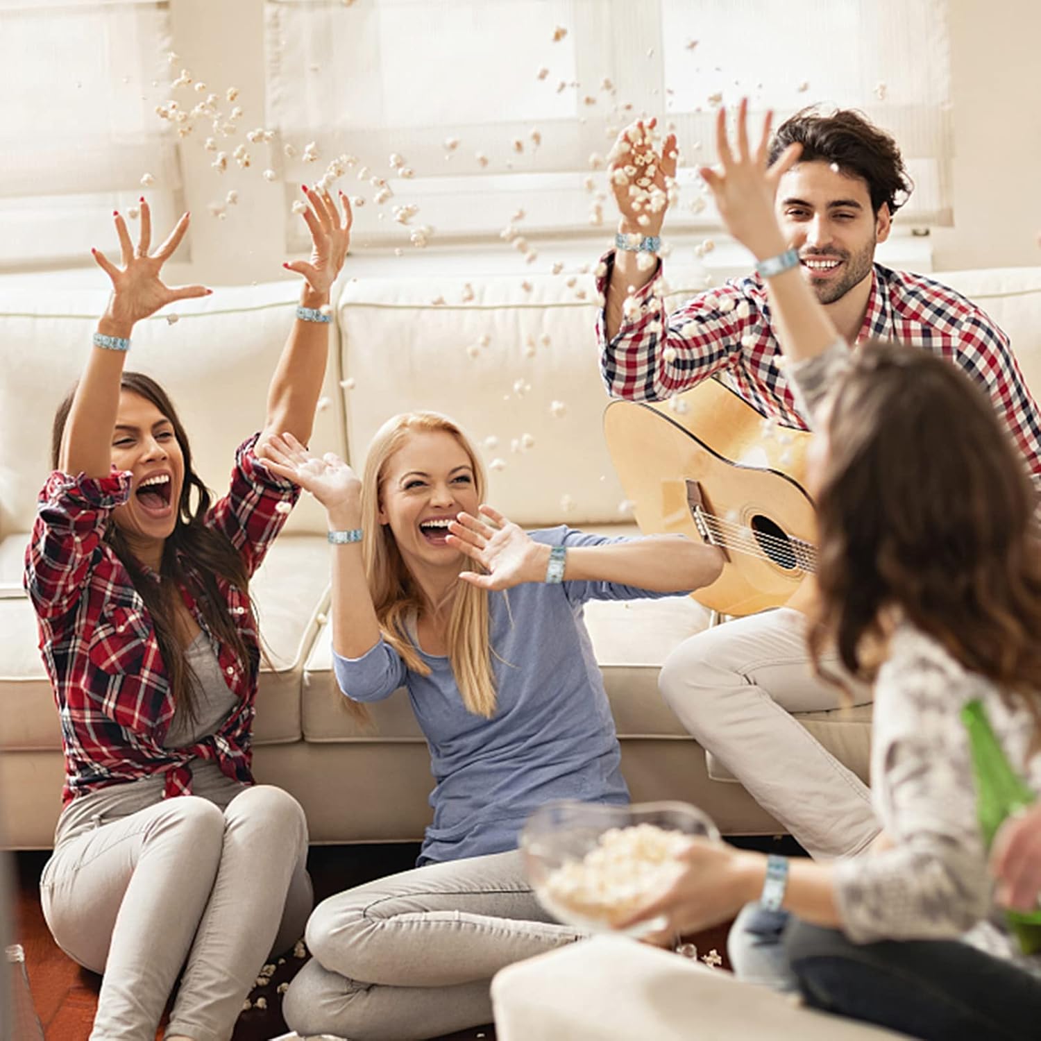 OUCHAN Holographic Plastic Wristbands Silver - 100 Pack Vinyl Wristbands for Events Parties - Image 5