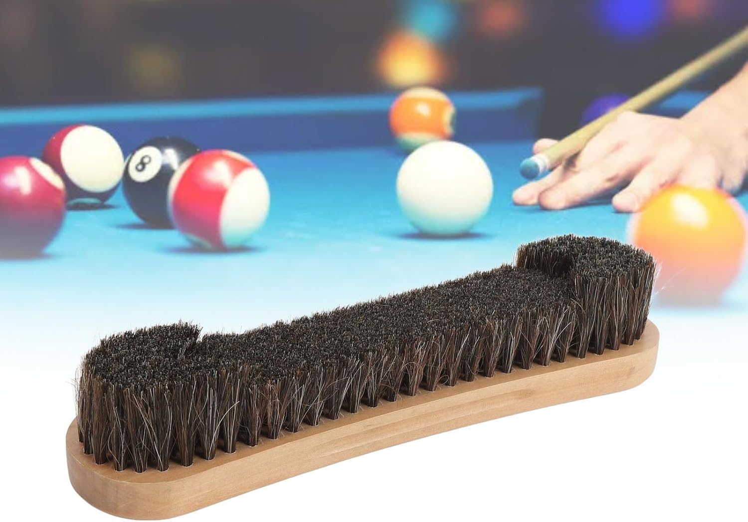 Agatige Pool Table Brush for Felt, 12in Horse Hair Billiard Track Brush Pool Table Cleaning Tool Billiards Table Snooker Accessorie for Dust and Garbage, Billiard Lovers