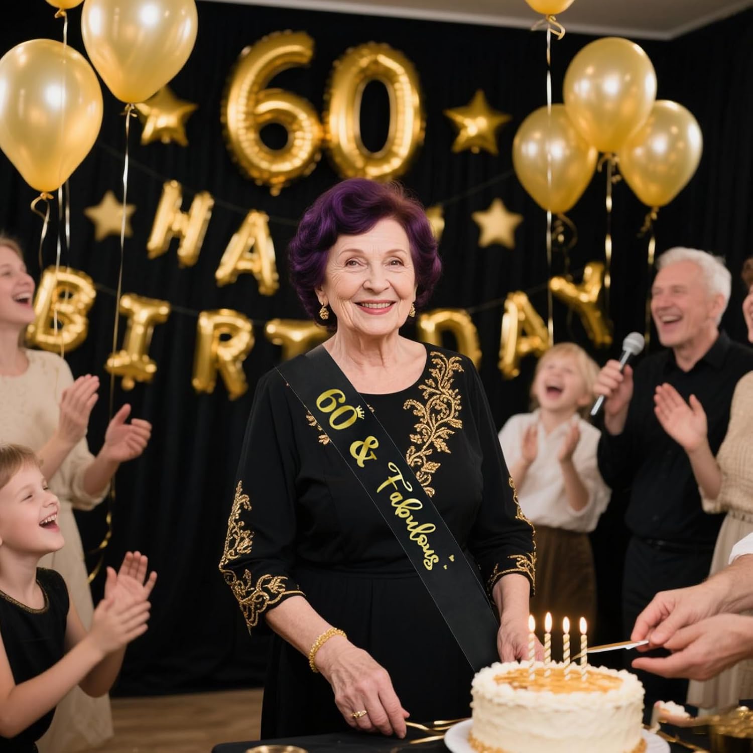 JOJO FLY 60 and Fabulous Sash, 60th Birthday Sash for Women, Black Sash with Gold Glitter Letter 60 Fabulous, 60 Birthday Party Decorations, 60th Birthday Party Supplies Favors Gifts