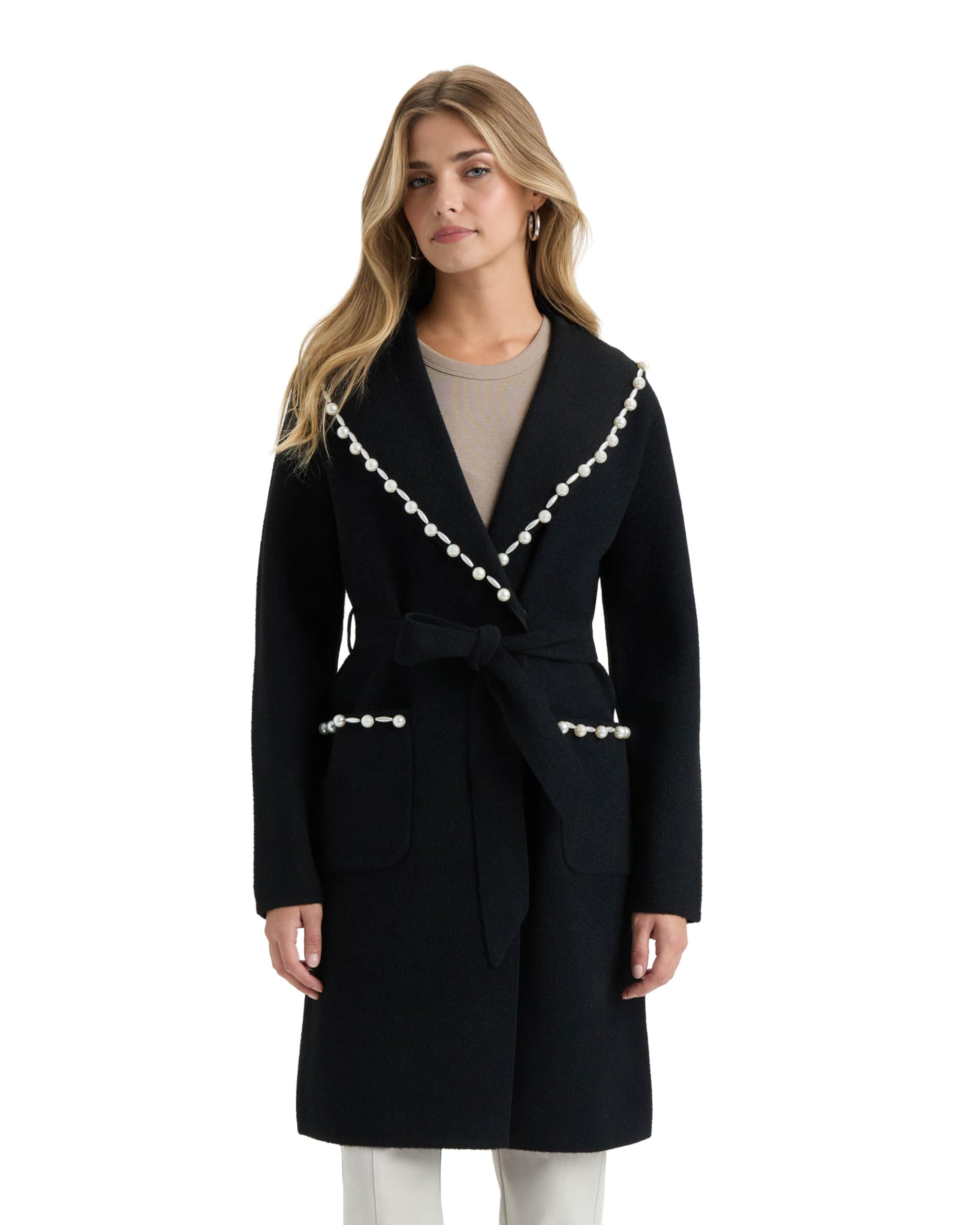 Women's Nvlt Women’s Mink Eyelash Wrap Coatigan With Pearl Trim-picture-25