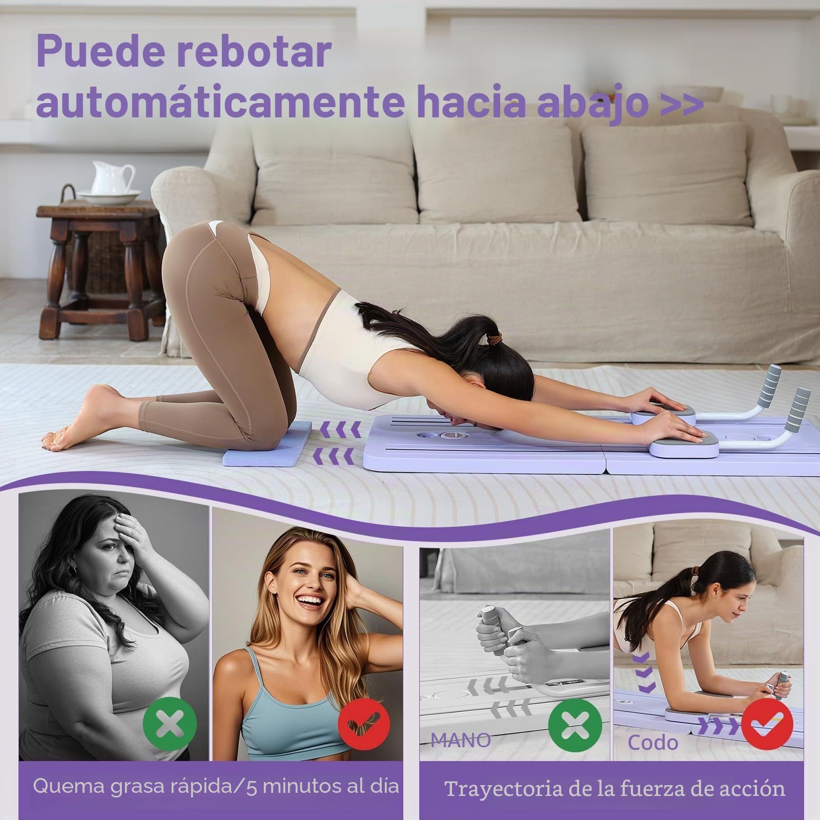 GDSHGS Máquina reformadora de pilates mejorada para el hogar, tabla abdominal multifuncional, rebote automático, rueda de abdominales, equipo de entrenamiento de cuerpo completo