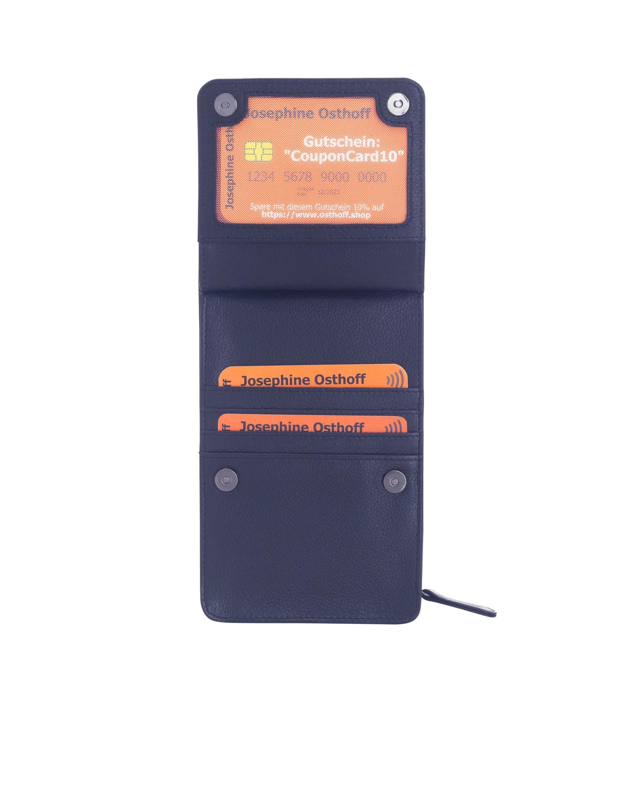 Torebka na telefon komórkowy do zawieszenia damska mała, prawdziwa skóra, torba na ramię na telefon komórkowy, smartfon, torba z ochroną RFID, zamek błyskawiczny Crossbody (100), morski, 17 x 10 x 4 cm