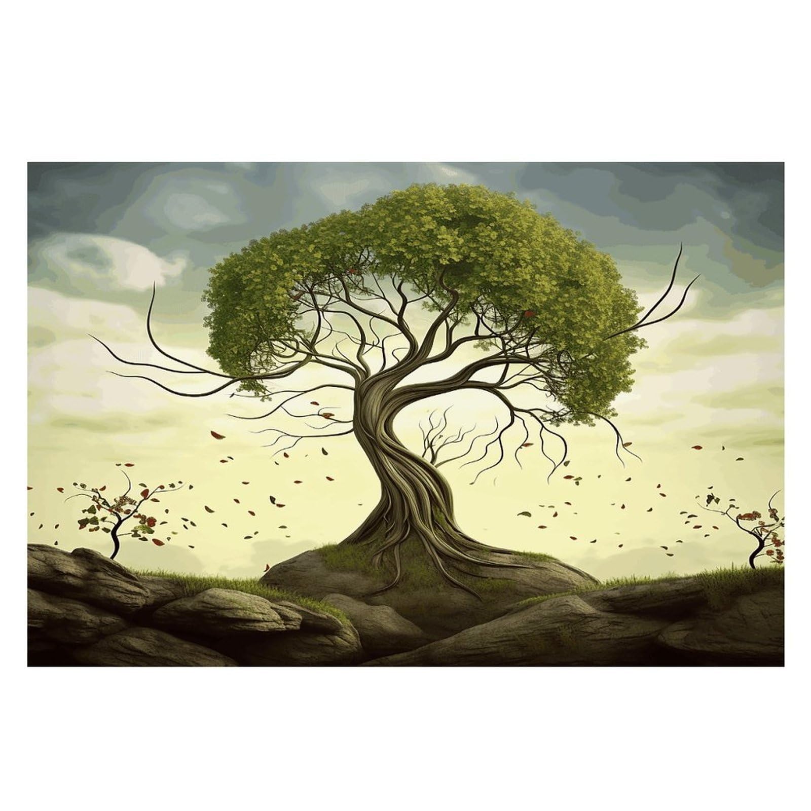 Trees Placemats Wipeable Heat Resistant Table Mats Washable Flax Place Mats Elegant Cloth Non-Slip Placemat for Kitchen Dinning Party Table Decor 12 * 18 in