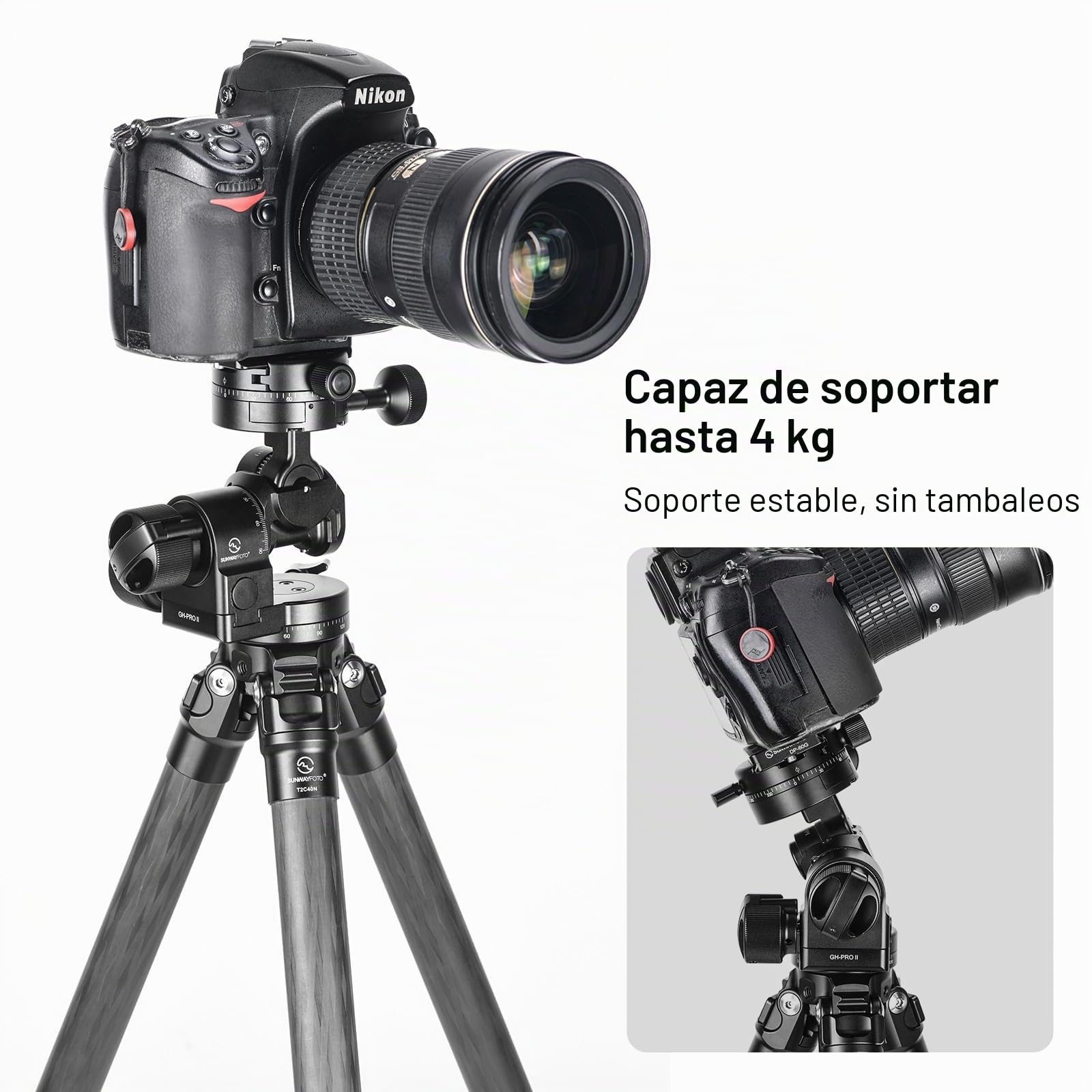 Sunwayfoto GH-PROII+ Cabezal de engranaje 3D con ajuste independiente viene con abrazadera panorámica de engranajes GC-01