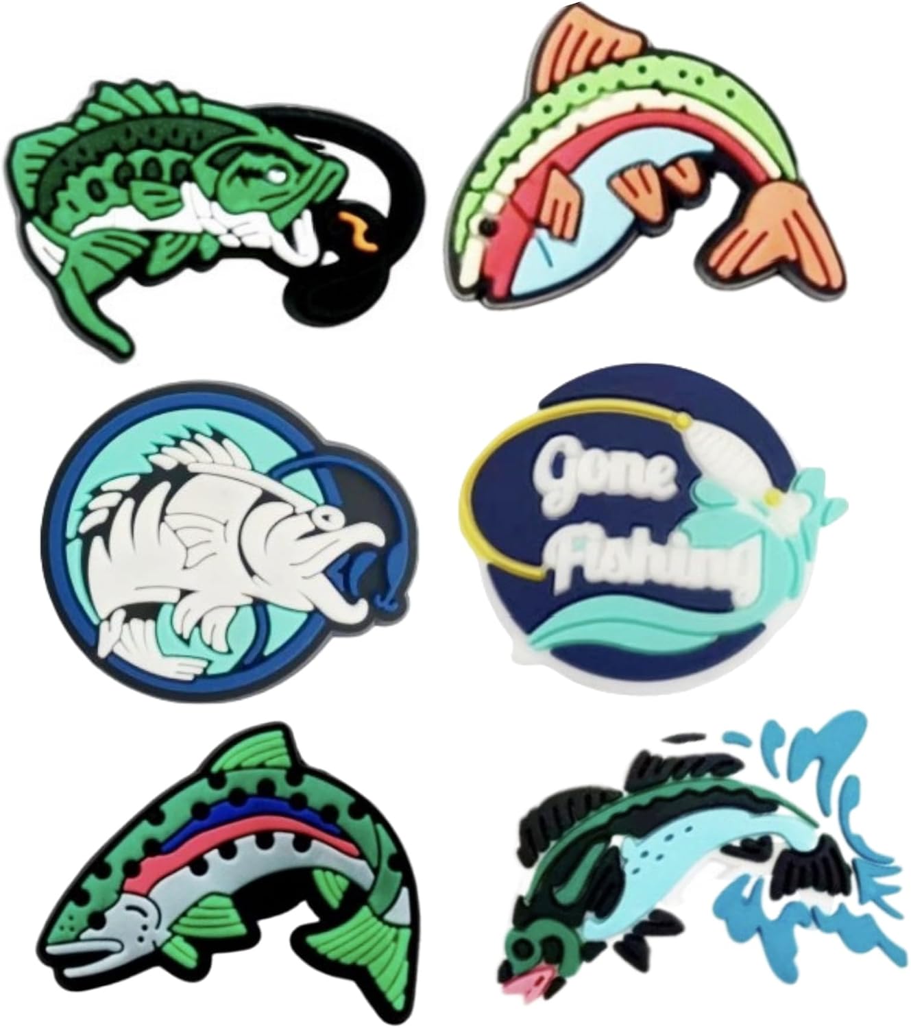 21PCS Fishing Shoe Decoration Charms, PVC Charms for Shoes Wristband Decor, Shoe Charm Accessories for Out of Home Party Supplies Gifts