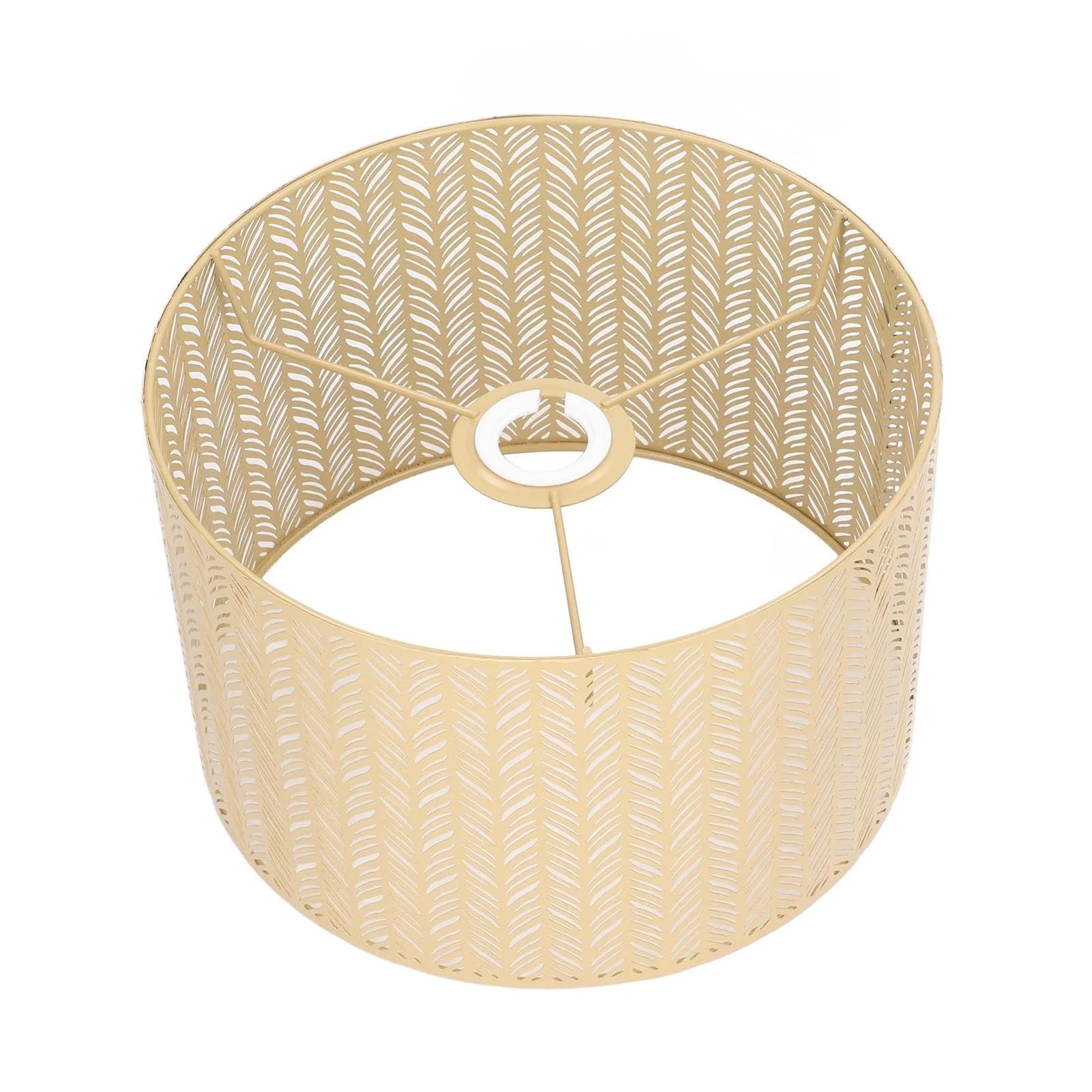 Luxemetals A Gold Leaf Design Drum Lamp Shade - E27/E14 Compatible Metal Lampshade(A Gold)