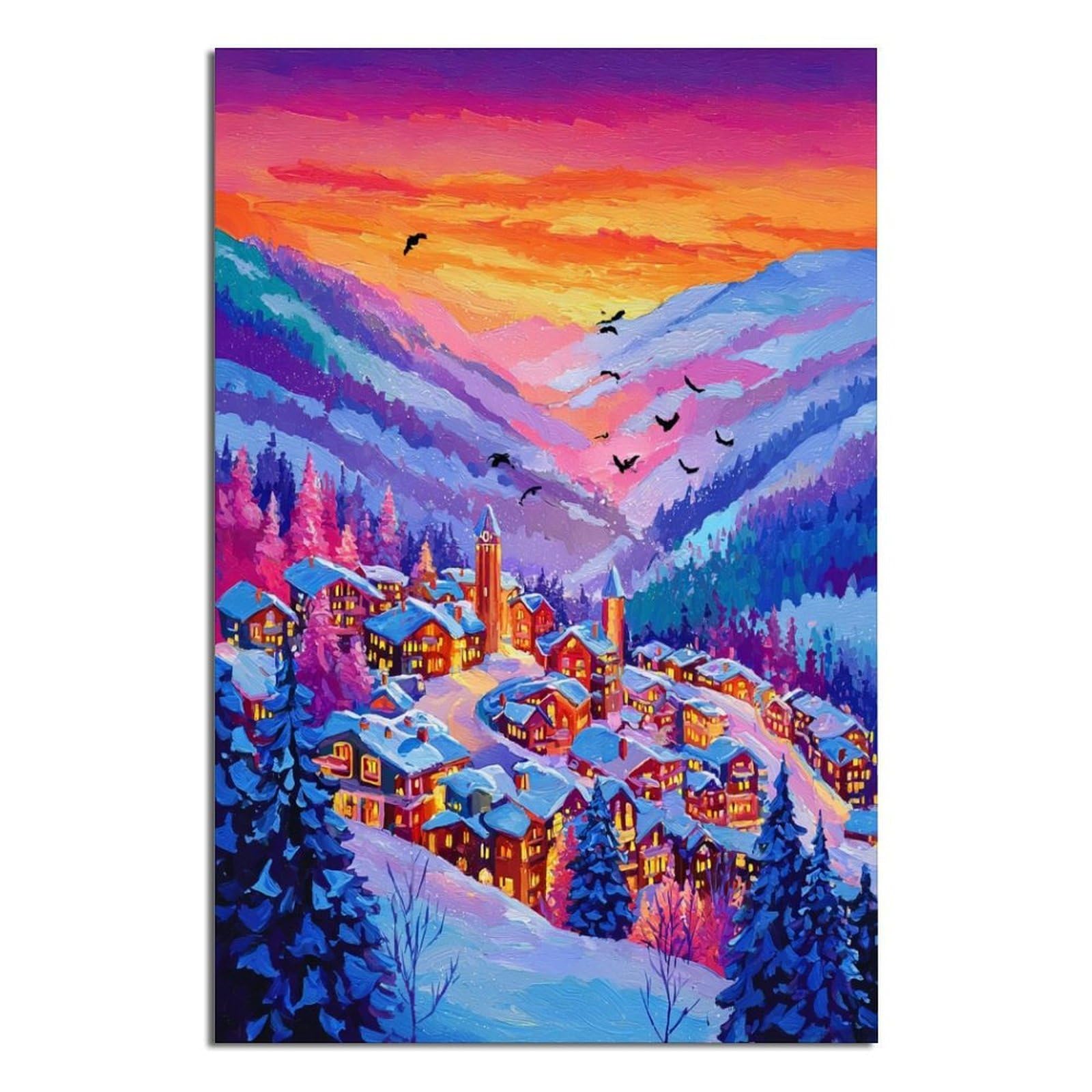 Vail Colorado Ski Poster 24x36inch(60x90cm) Vintage Watercolor Canvas Art