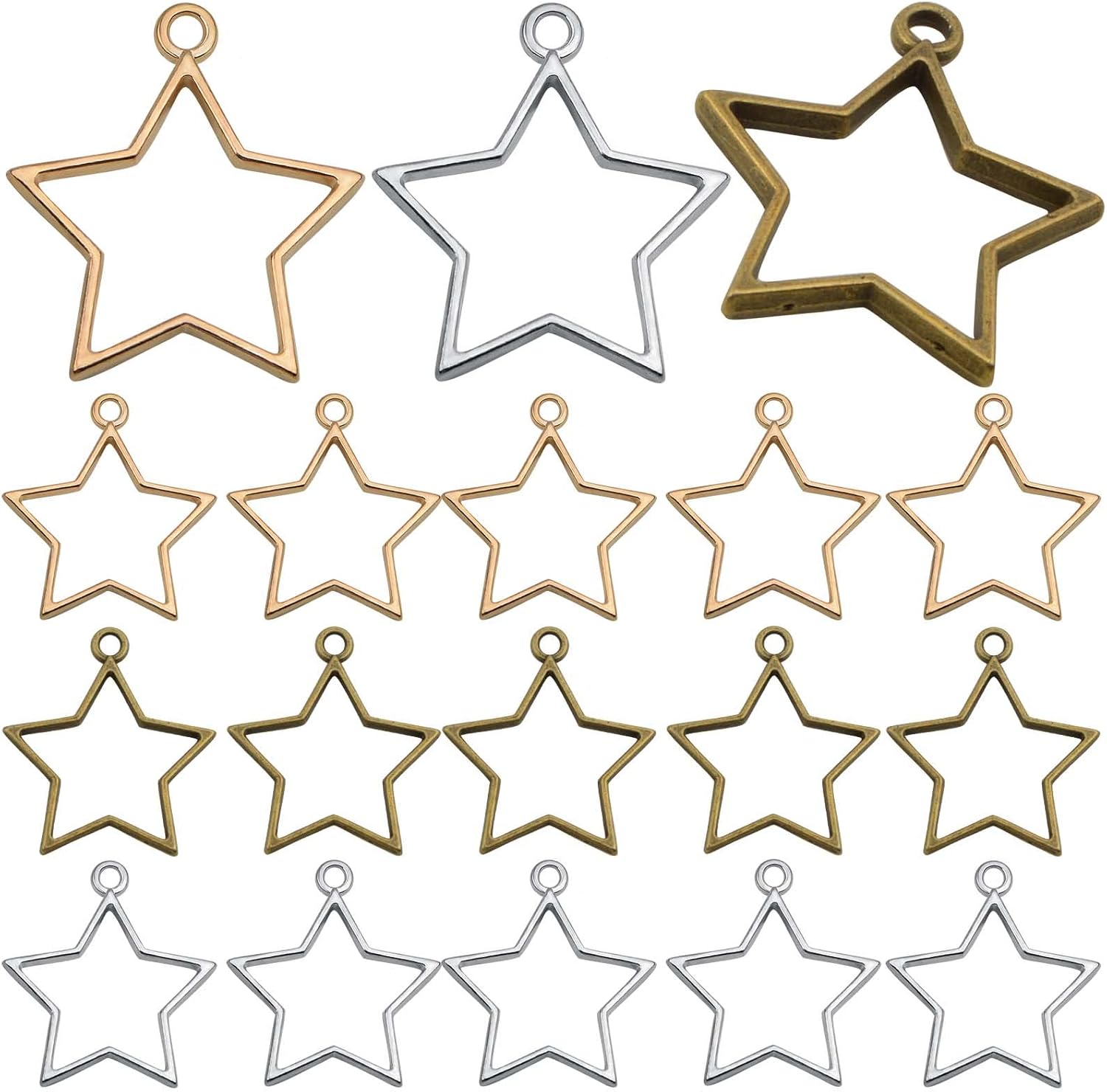 Alloy Hollow Open Back Bezel Pendants Metal Blank Frame Hollow Charms Connectors For DIY Necklace Earrings Resin Crafts Jewelry Making