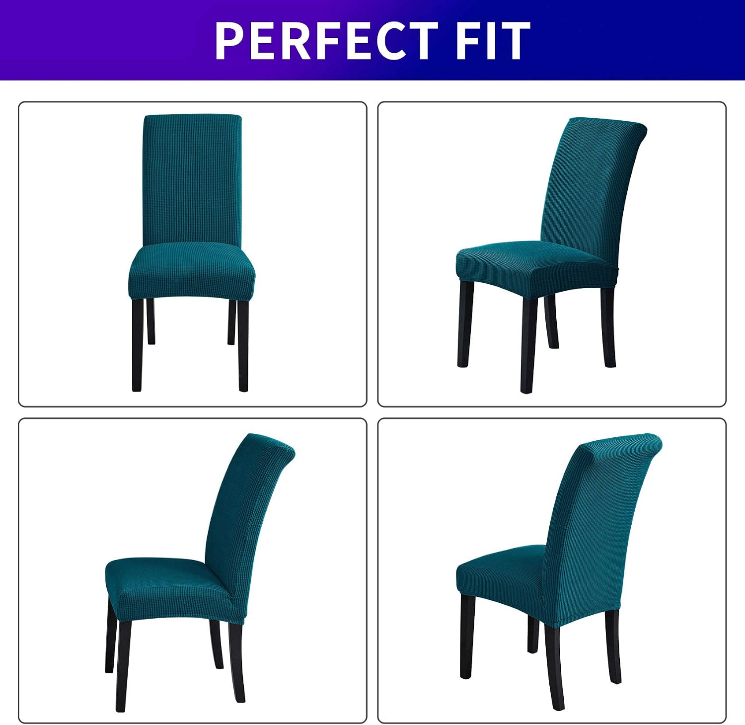 Stretch Chair Covers for Dining Room Set of 6, Removable Washable Dining Room Chair Covers, Dining Chair Slipcovers Seat Protector, Great Home Decor and Banquet Upholstery (Teal, 6 Pack)