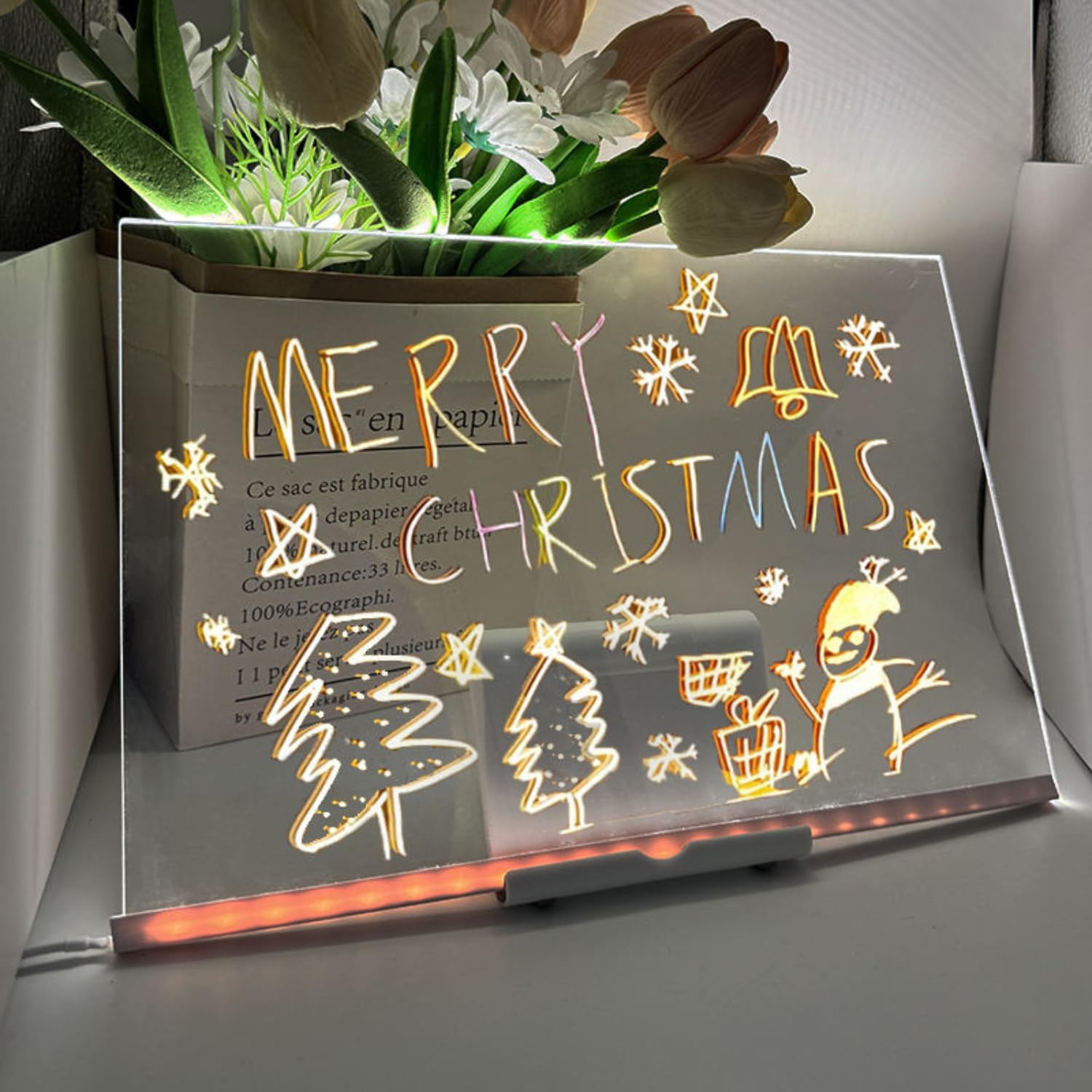 NYRWANA DIY 3D Acrylic Writing Board with Pen & Light | 30x20 cm | Led Writing Pad, Table Lamp, Home & Office Decor Items, Personalized Led Board