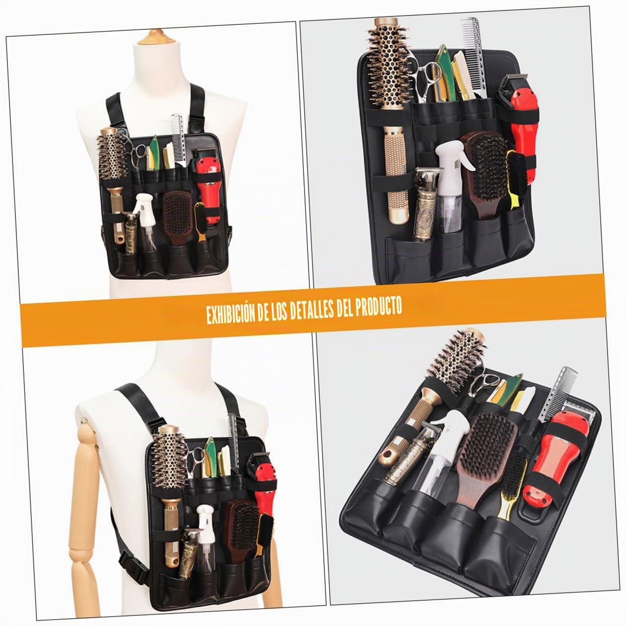 MAGICLULU Bolso de Pecho Ergonómico para Barbería con Correas Ajustables Diseño Elegante y Moderno Estuche Organizador para Tijeras Peines y Herramientas de Peluquería para Peluqueros y
