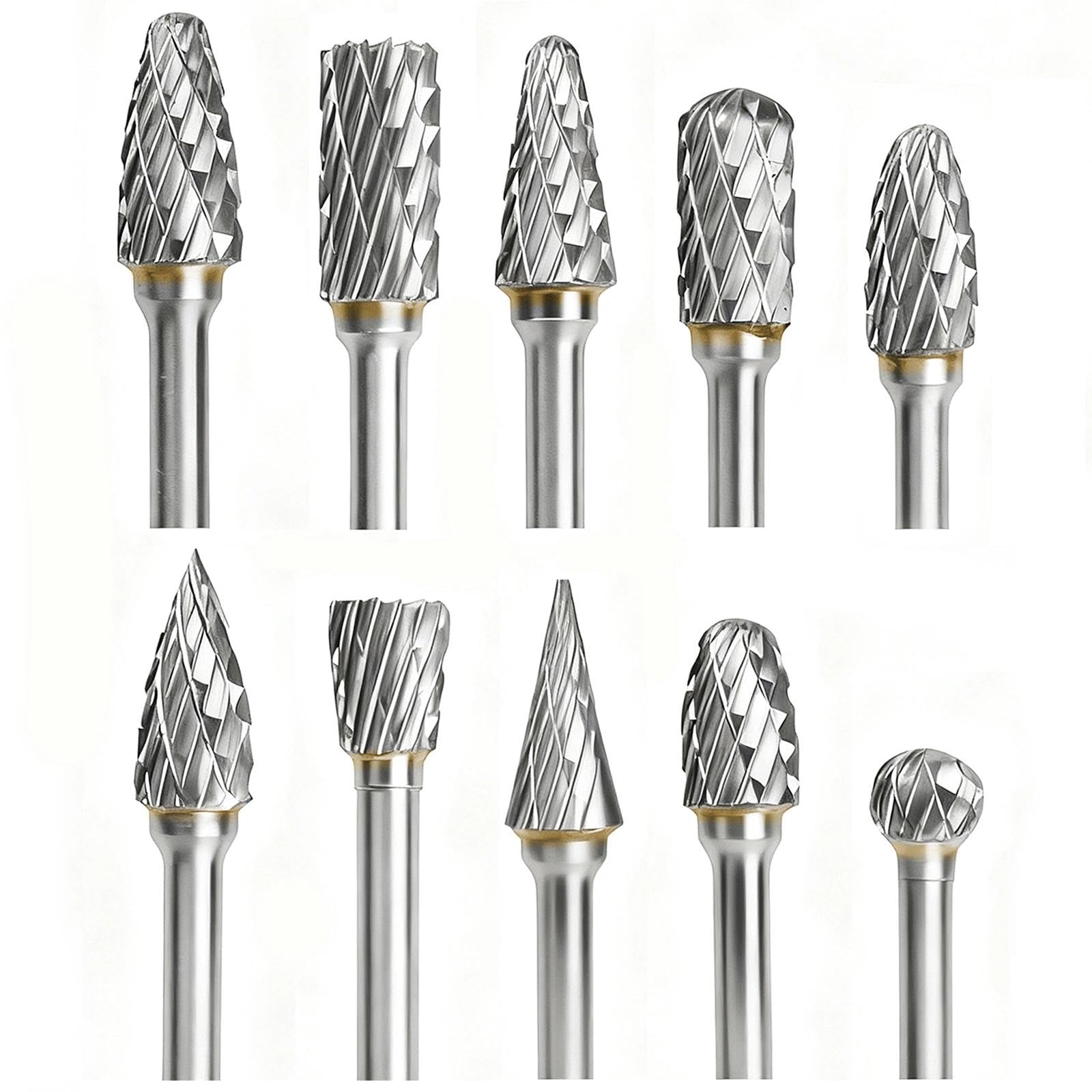Set Di 10 Carburo Rotanti Con Gambo 1/8 Per Candela, Punte Raspe, Accessori Lime Metallo Legno Pietra Acciaio Rettifica Intaglio
