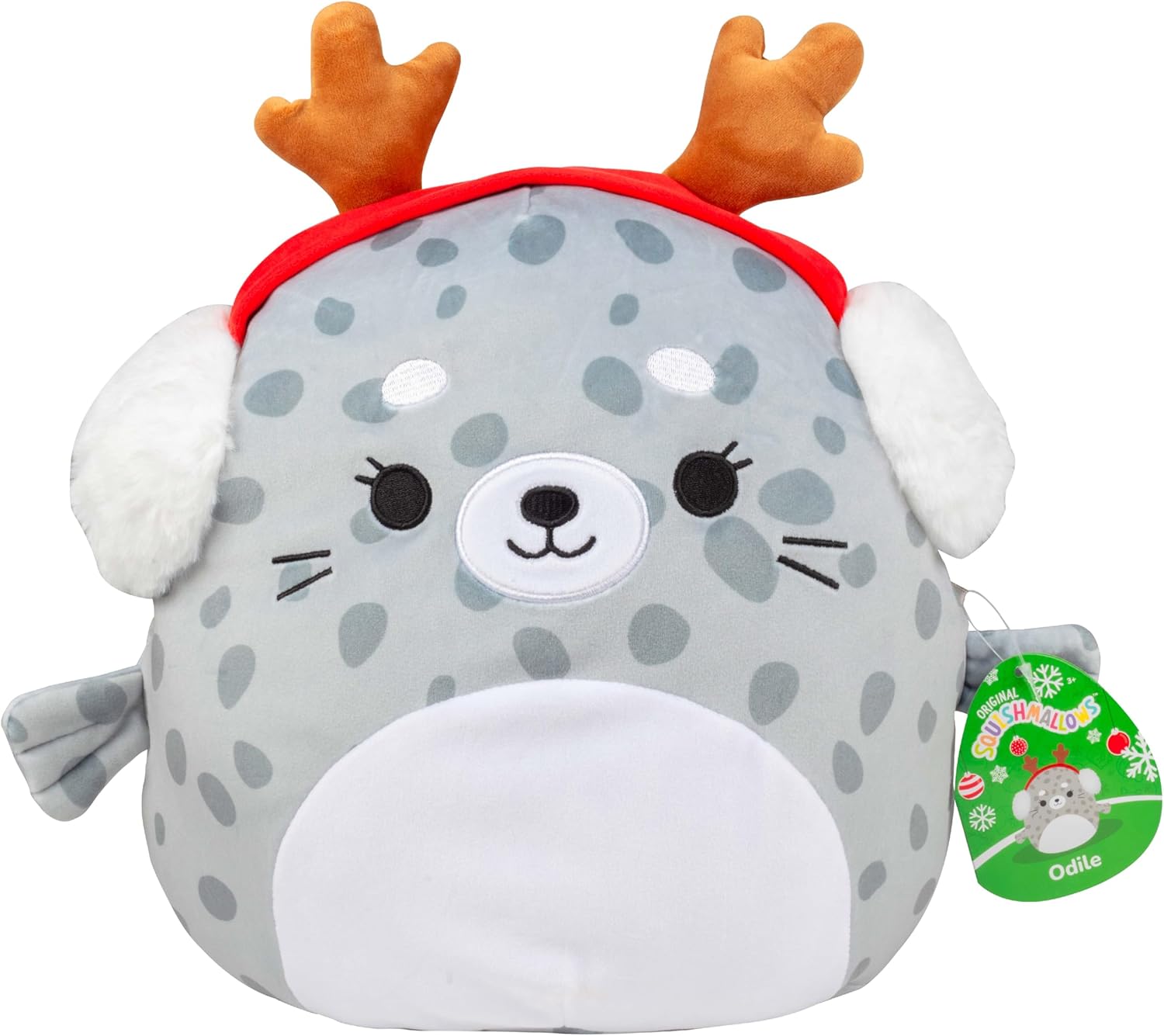 Squishmallows Original Large 12-Inch Odile The Christmas Seal - Official Jazwares Holiday Plush - Collectible Soft & Squishy Stuffed Animal Toy- 2025 Limited Edition - Gift for Kids, Girls & Boys