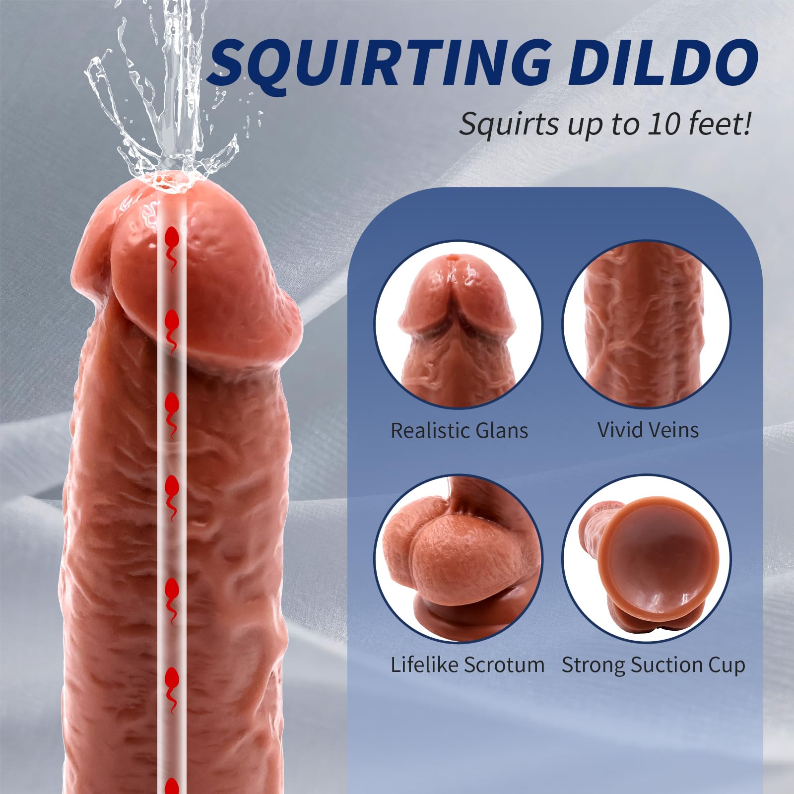 Squirting Dildo Ejaculating Toy, 9.06Inch Realistic Dildos Real Skin Soft Dildo Sex Toys，Anal Dildo with Strong Suction Cup,Prostate Dildo for G & P Spot,Adult Toy for Women Men: Small