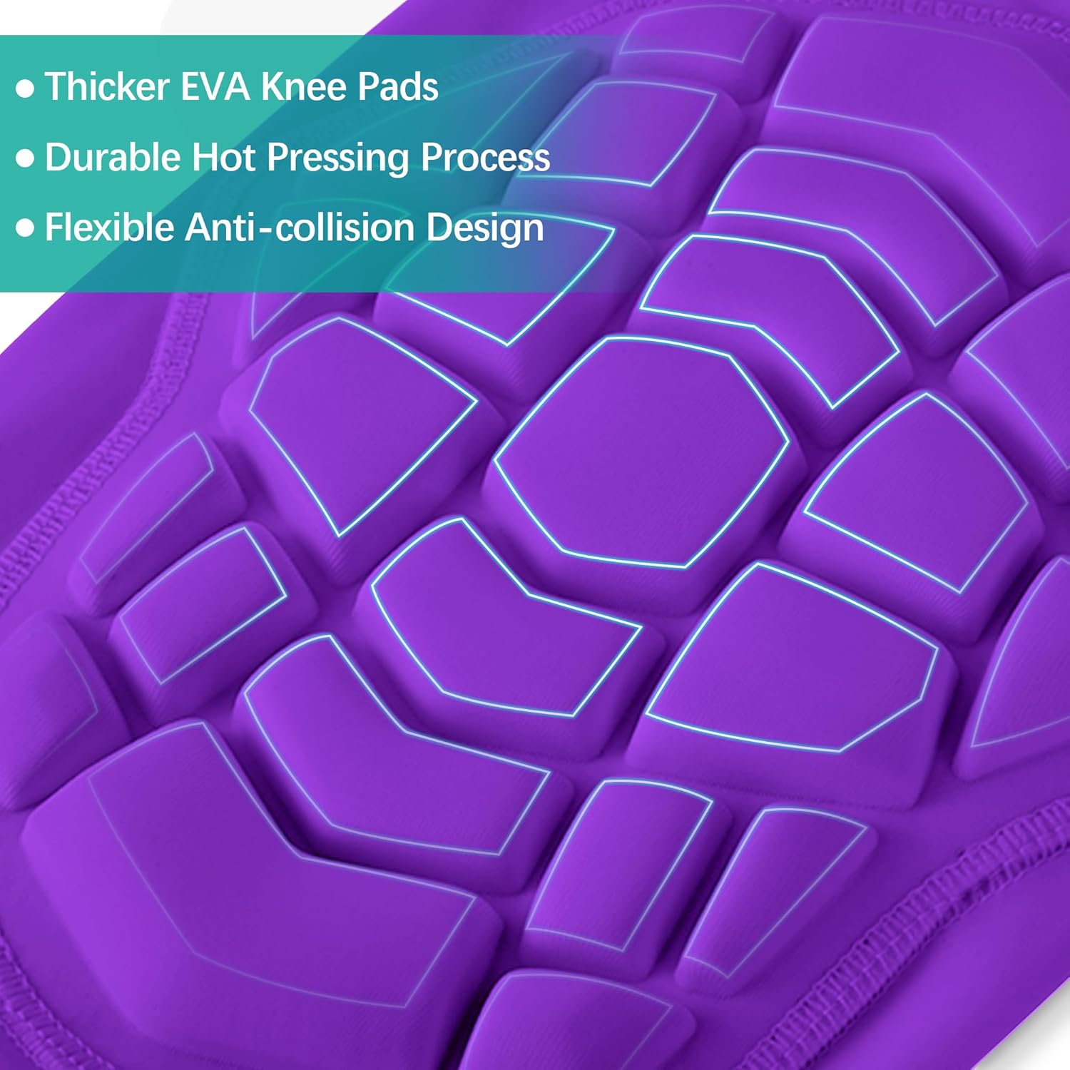 Knee Pads Compression Leg Sleeve Wrestling Volleyball Football Knee Pads, Knee Compression Sleeve for Youth Adult, 1 pair of Knee Sleeves ((#1) Purple-2pcs,Large) - Image 7