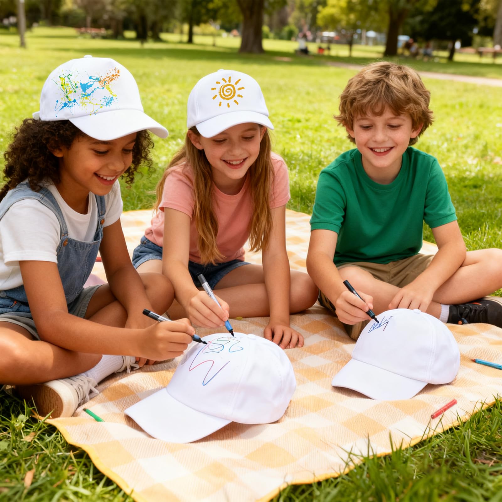 Amosfun 12 Cappellini da Baseball Fai-da-te per Bambini da Dipingere – Cappellini Creativi da Dipingere per Compleanni, Scuola, Lavoretti E Attività di Gruppo