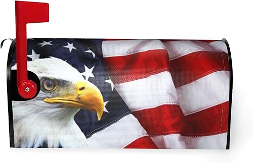 Miniatura 2 de Funda para buzón de águila calva con bandera estadounidense, tamaño estándar, 18 x 21 pulgadas, patriótica, impermeable, para buzón de correo