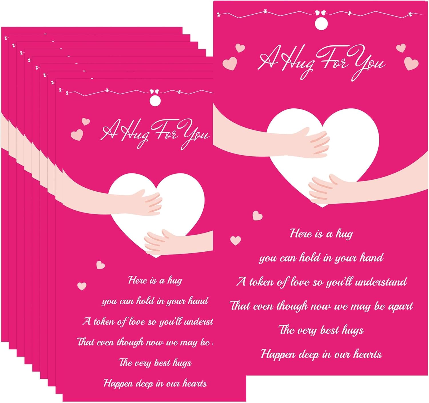 Zonon 40 Sets Little Heart Pocket Hug Token Metal Heart Token Hug Card Greeting Cards Keepsake For Friends Colleagues Family Distance Social Present During Lockdown (Silver) For Sale