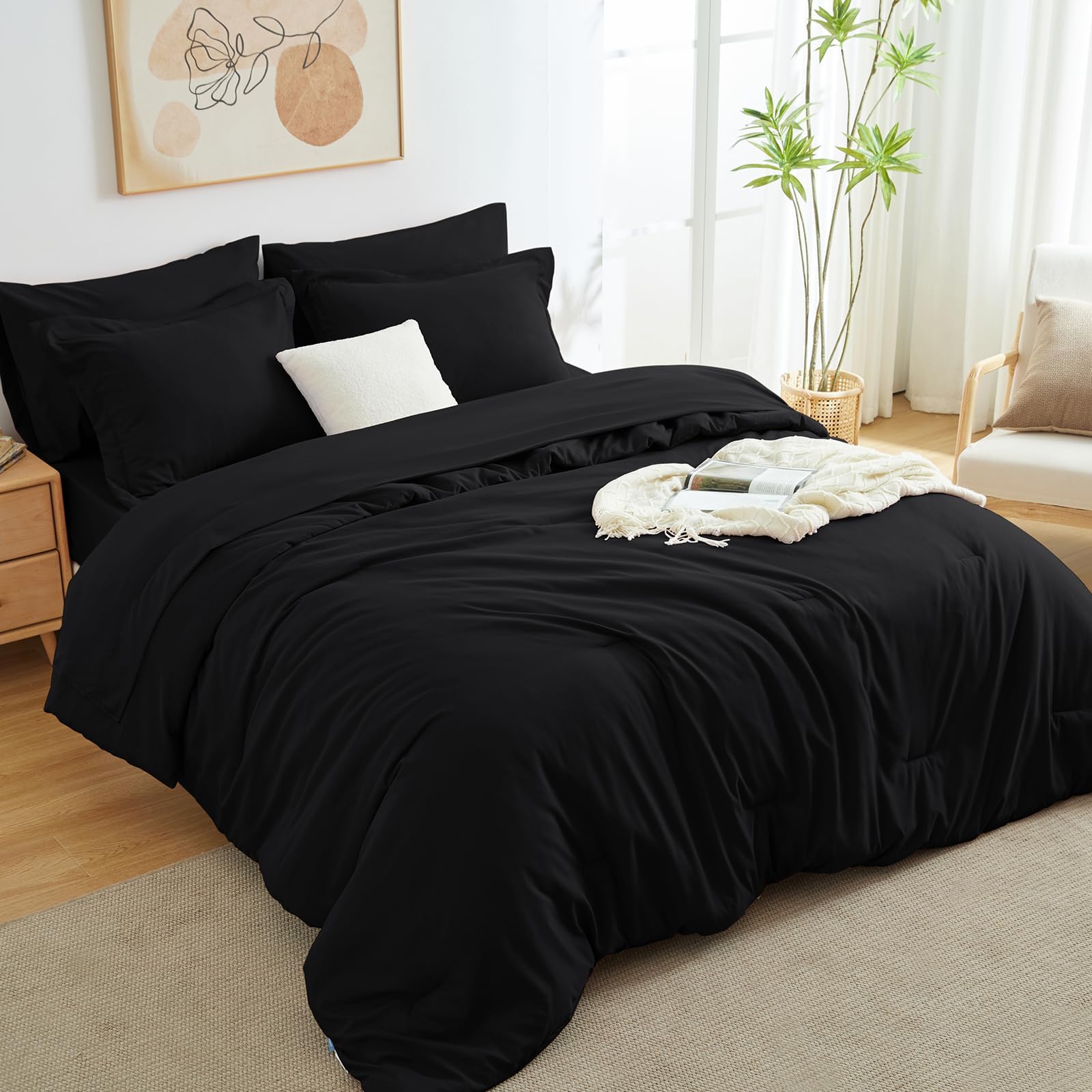 Amazon.com: QUIETSEA Queen Bed in a Bag 7 Pieces Comforter Set Queen ...