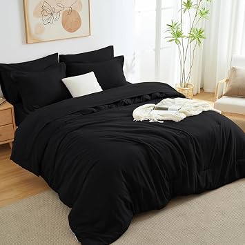 CozyLux Queen Comforter Set 7 Pieces Bed in a Bag Bundle Gusseted Bed Pillows Queen Size Set of 2