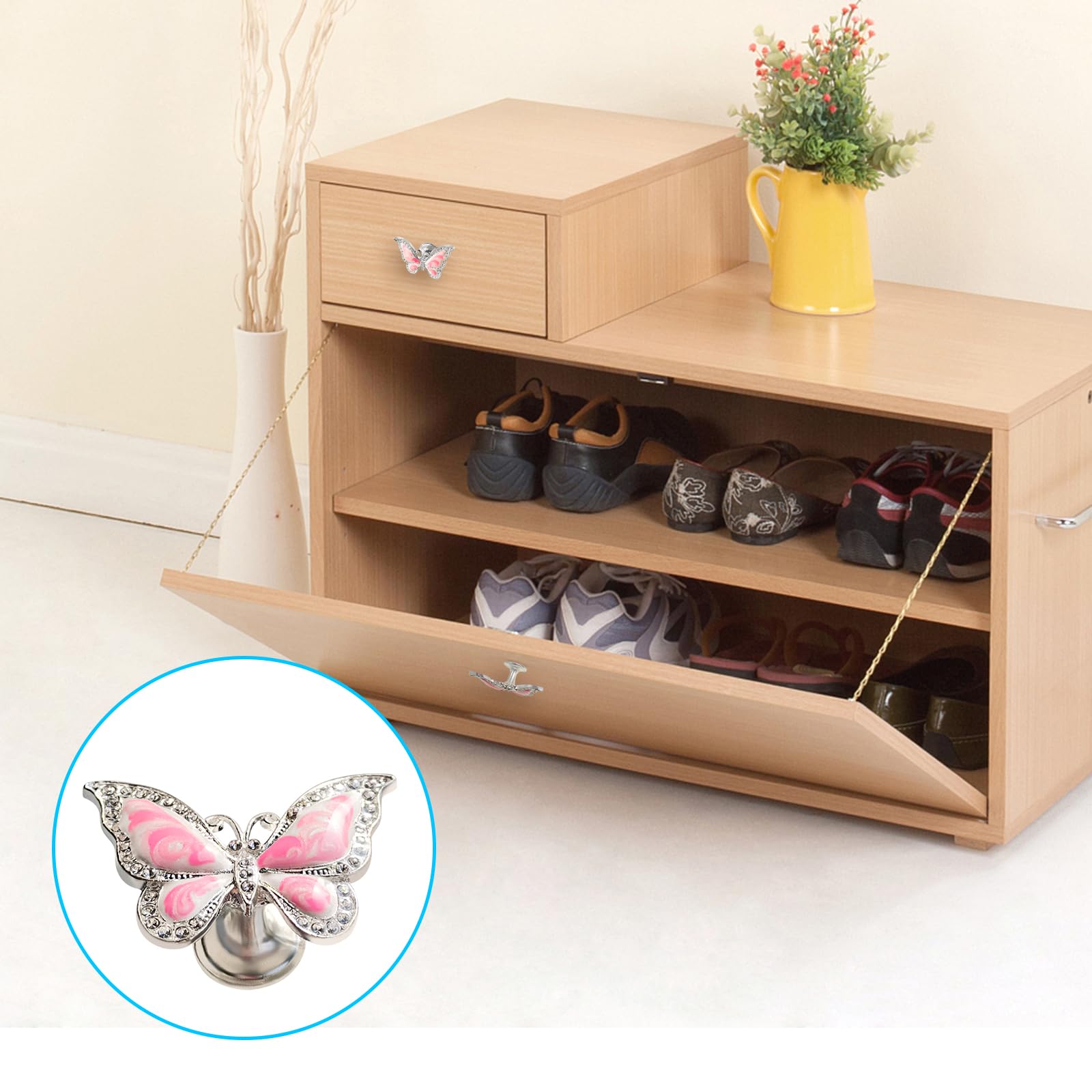 BAMI-LEE House Butterfly Cupboard Knobs,6 pcs Hand-Painted Butterfly Cabinet Knobs Drawer Pull Handle for Decorative Drawers Wardrobes - Image 4