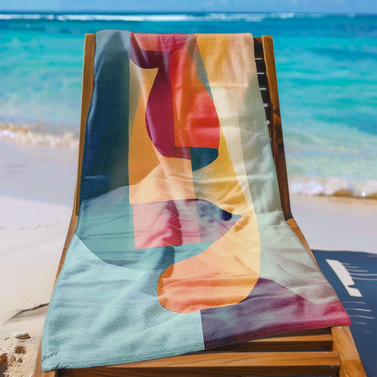 Beach Towel 80x160 Light Blue Geometry Microfibre Quick Dry Towel for girls,Pool Swimming Travel Towels,Sand-Resistant, Absorbent, Lightweight