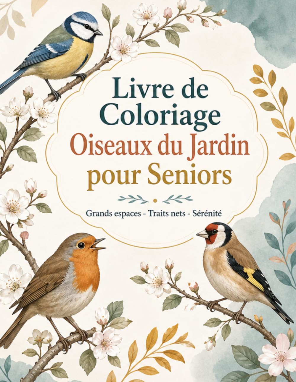 Livre de Coloriage Oiseaux du Jardin pour Seniors: Illustrations apaisantes de la nature pour une pause artistique confortable