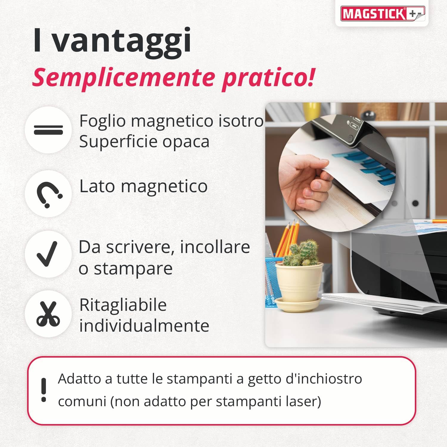 Set 10 carte magnetiche bianco DIN A4 retro magnetico stampabile getto d'inchiostro mag220