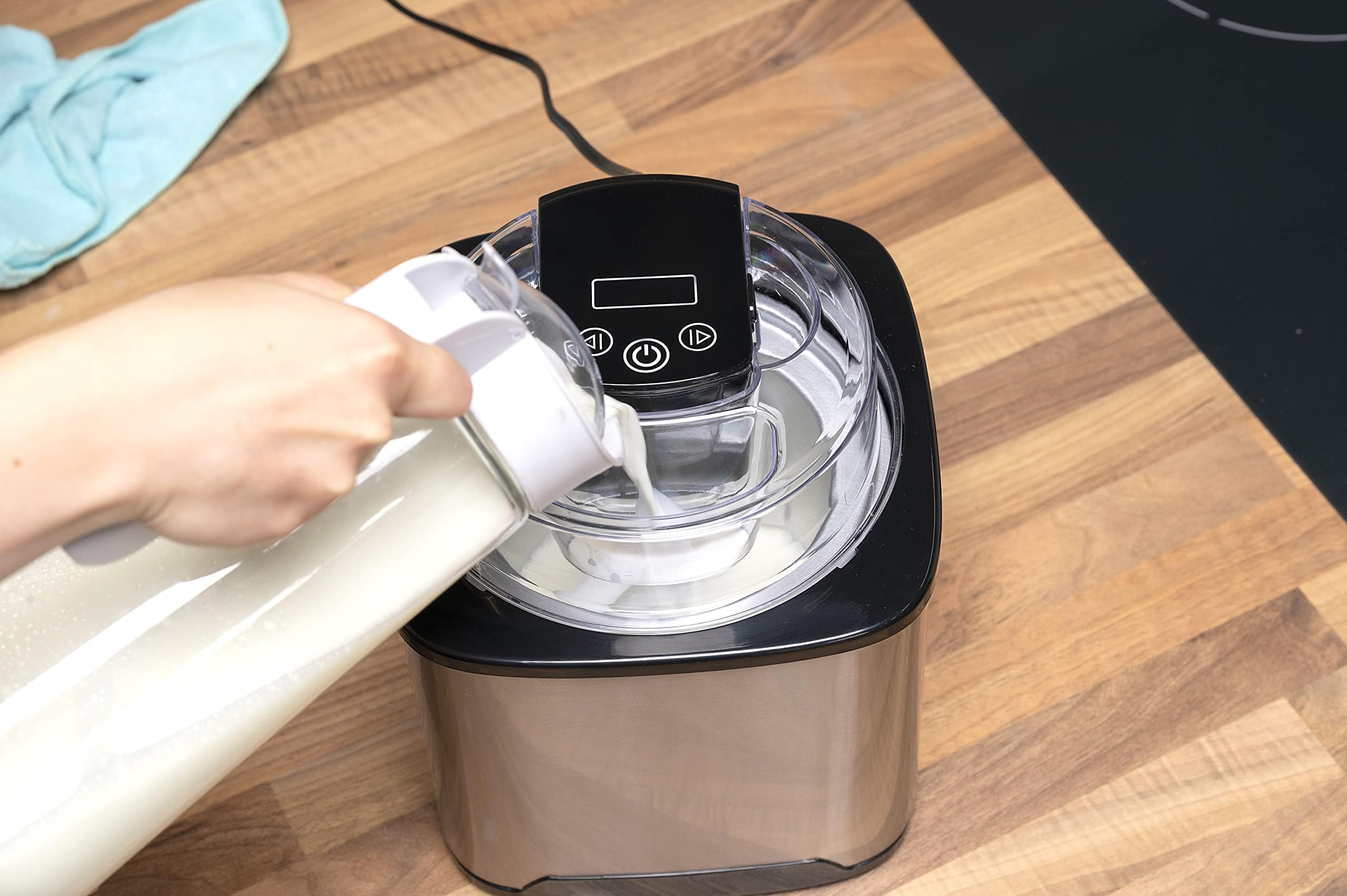 alpina Gelatiera Refrigerante 2L, Macchina Gelato, Yogurt Gelato, Sorbetto, Doppio Isolamento, Ice Cream Maker Autoattivante, Acciaio Inossidabile, Colore Argentoe Argento