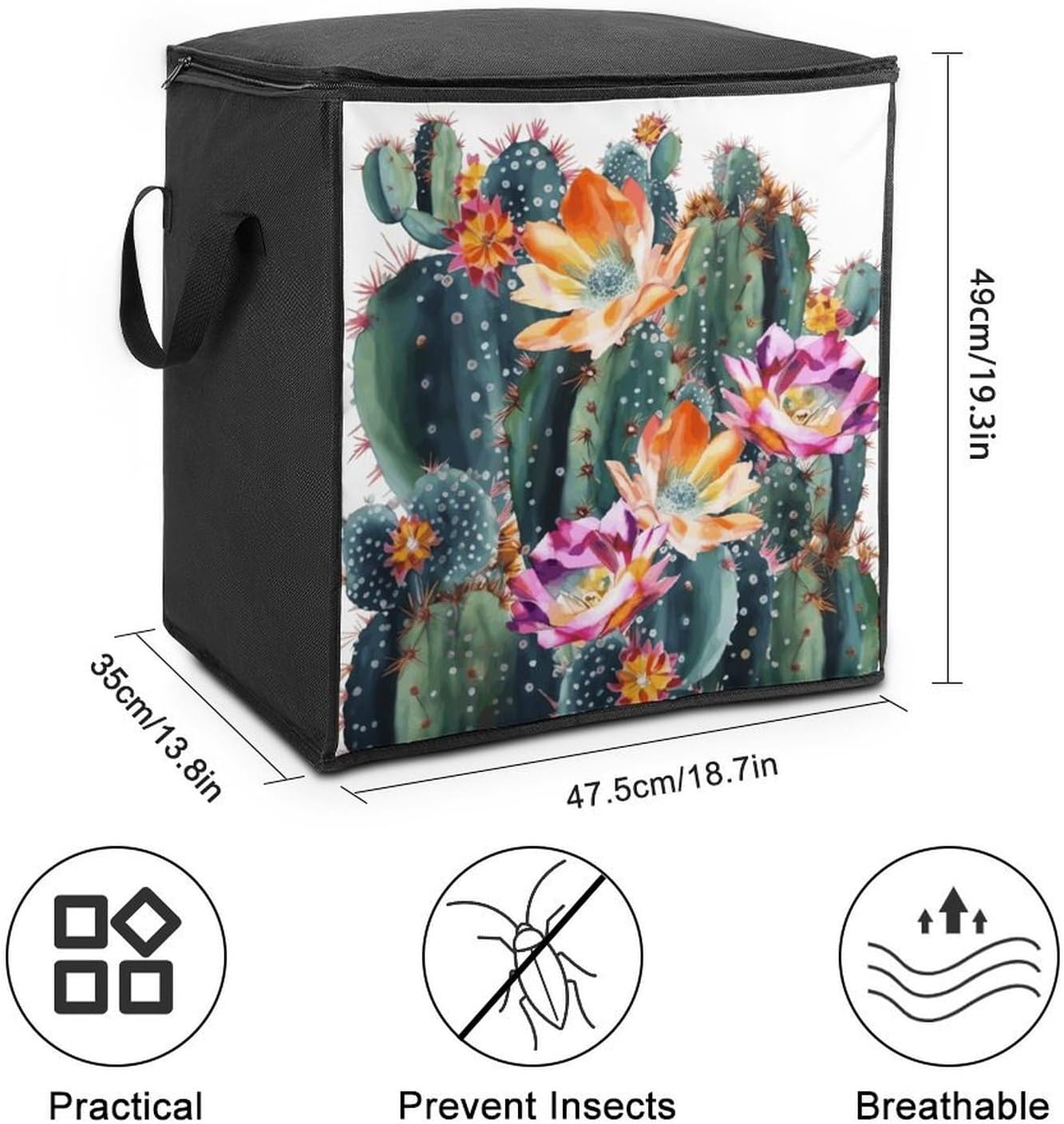 Clothes Storage Bag Personalized Durable Foldable Large Toy Storage Bags with Zipper Moving Bags Luggage Organizer Blooming Green Printed Bags image 2