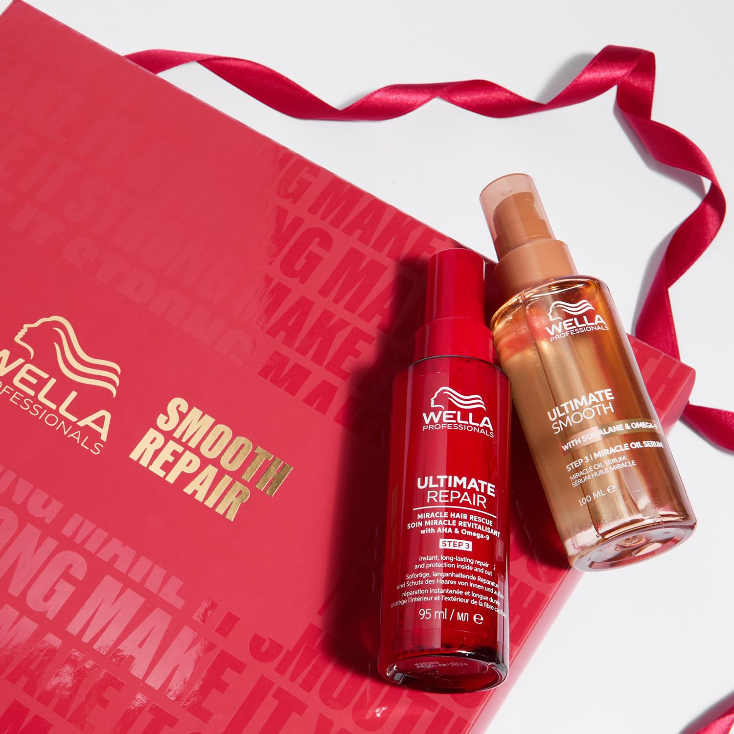 Wella Professionals Utimate Duo - Repair e Smooth - Cofanetto Natalizio – Miracle Hair Rescue & Miracle Oil Serum – Riparazione e Morbidezza - Disciplina con Squalano, AHA e Omega‑9 (95 + 100 ml)